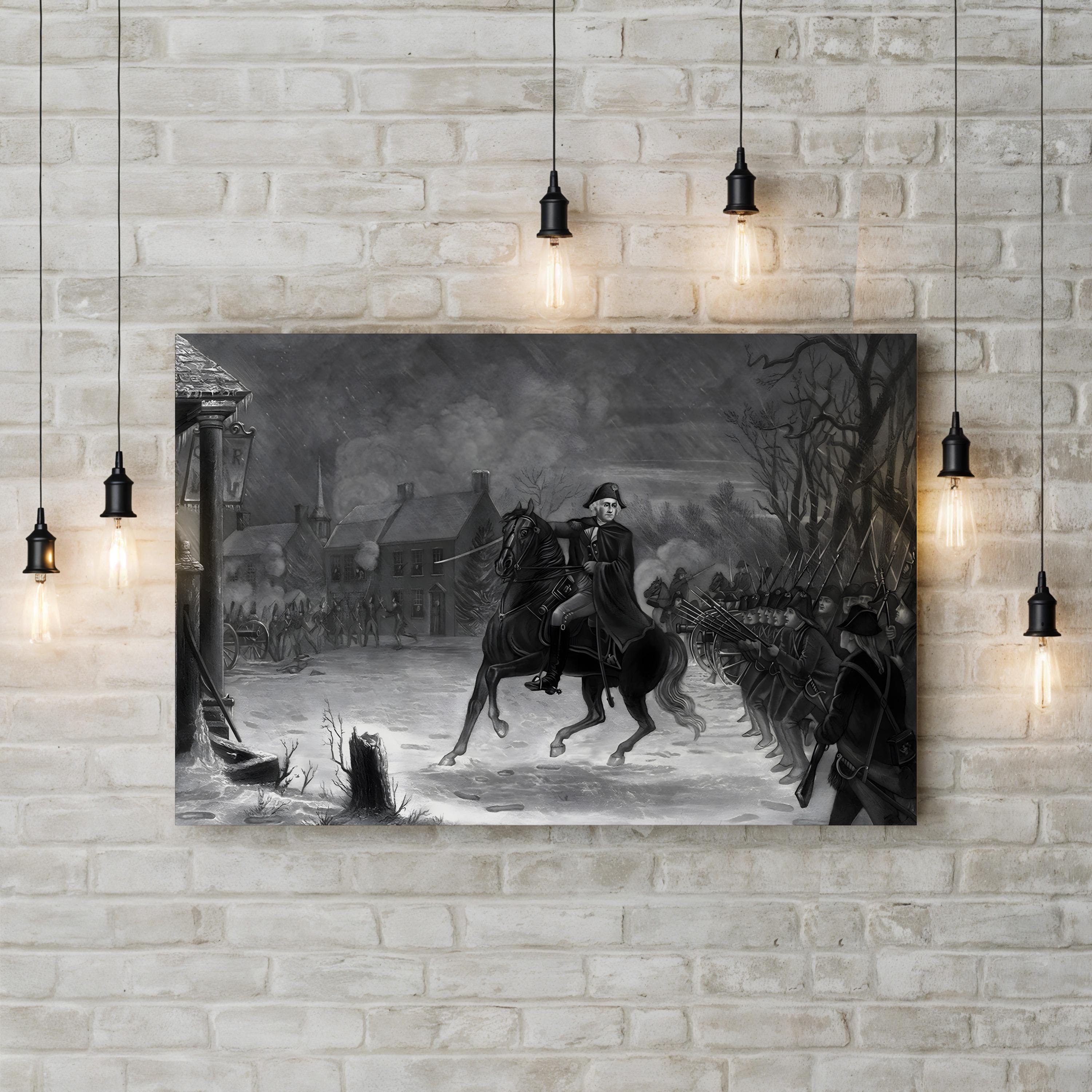General Leading Troops Through Snow – Period Illustration Wall Art | Vintage Military Canvas Print