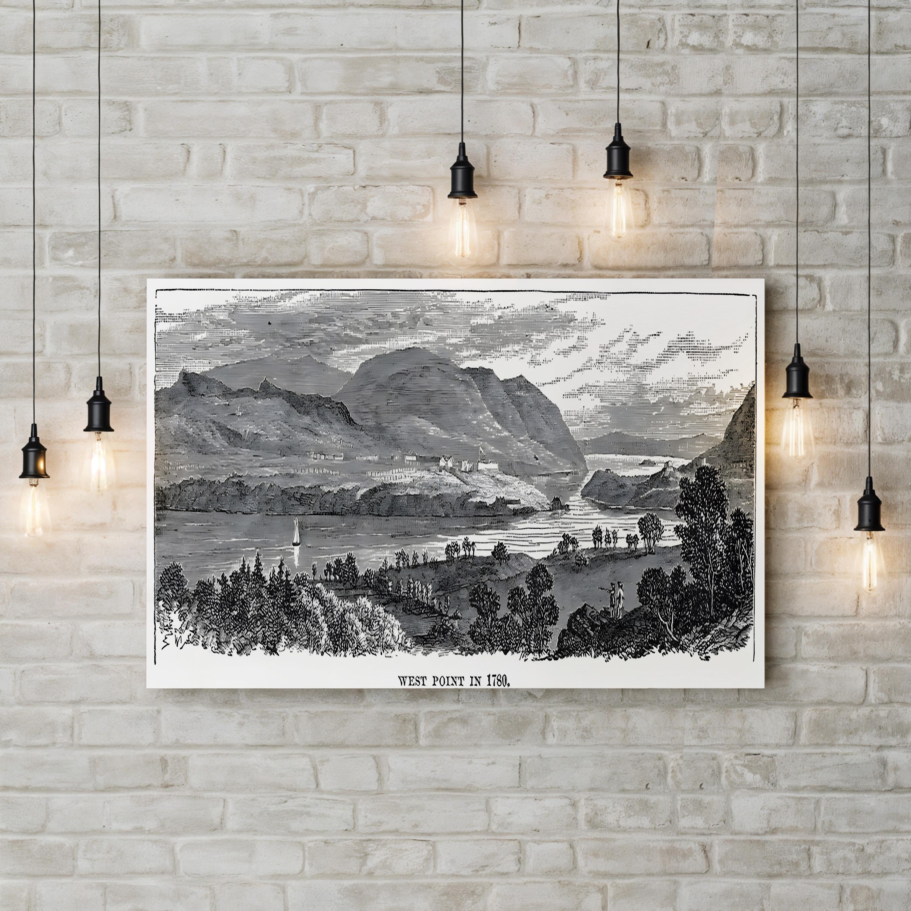 West Point 1780 Hudson River – Period Illustration Wall Art | Vintage Military Canvas Print