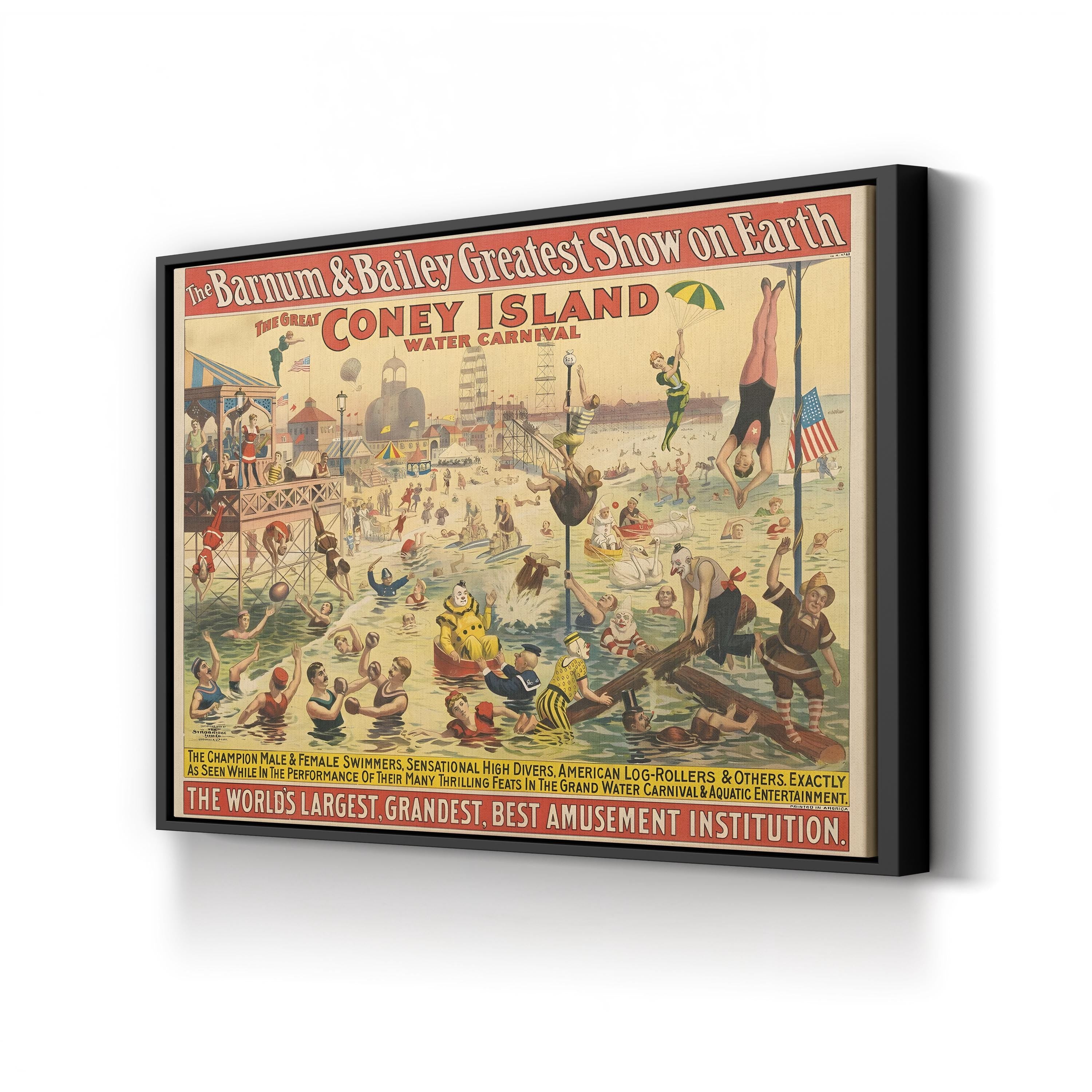 Vintage Barnum & Bailey Circus Poster: 1898 Coney Island Water Carnival