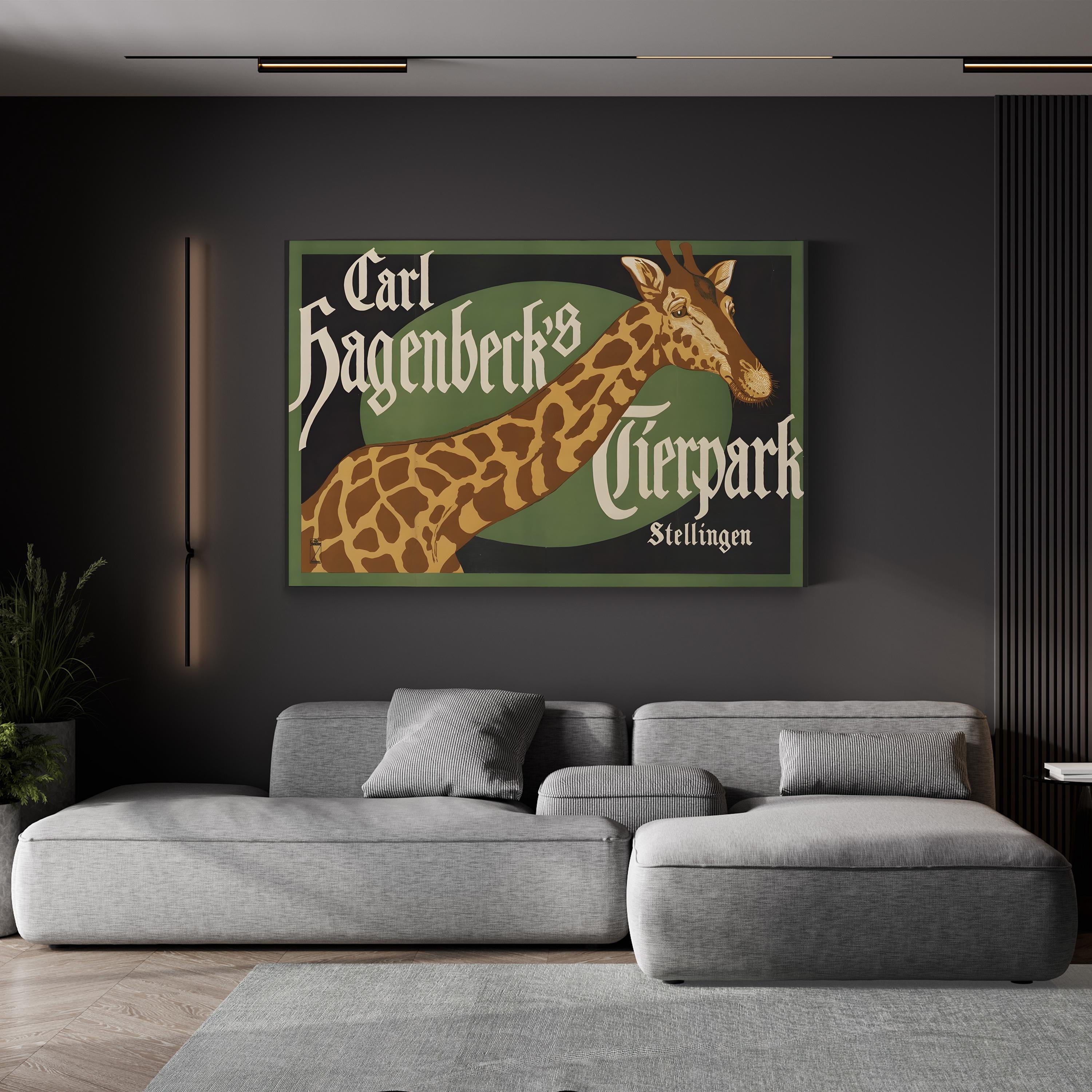 Early 20th-Century Zoo Carl Hagenbeck’s Giraffe Zoo Poster Wall Art