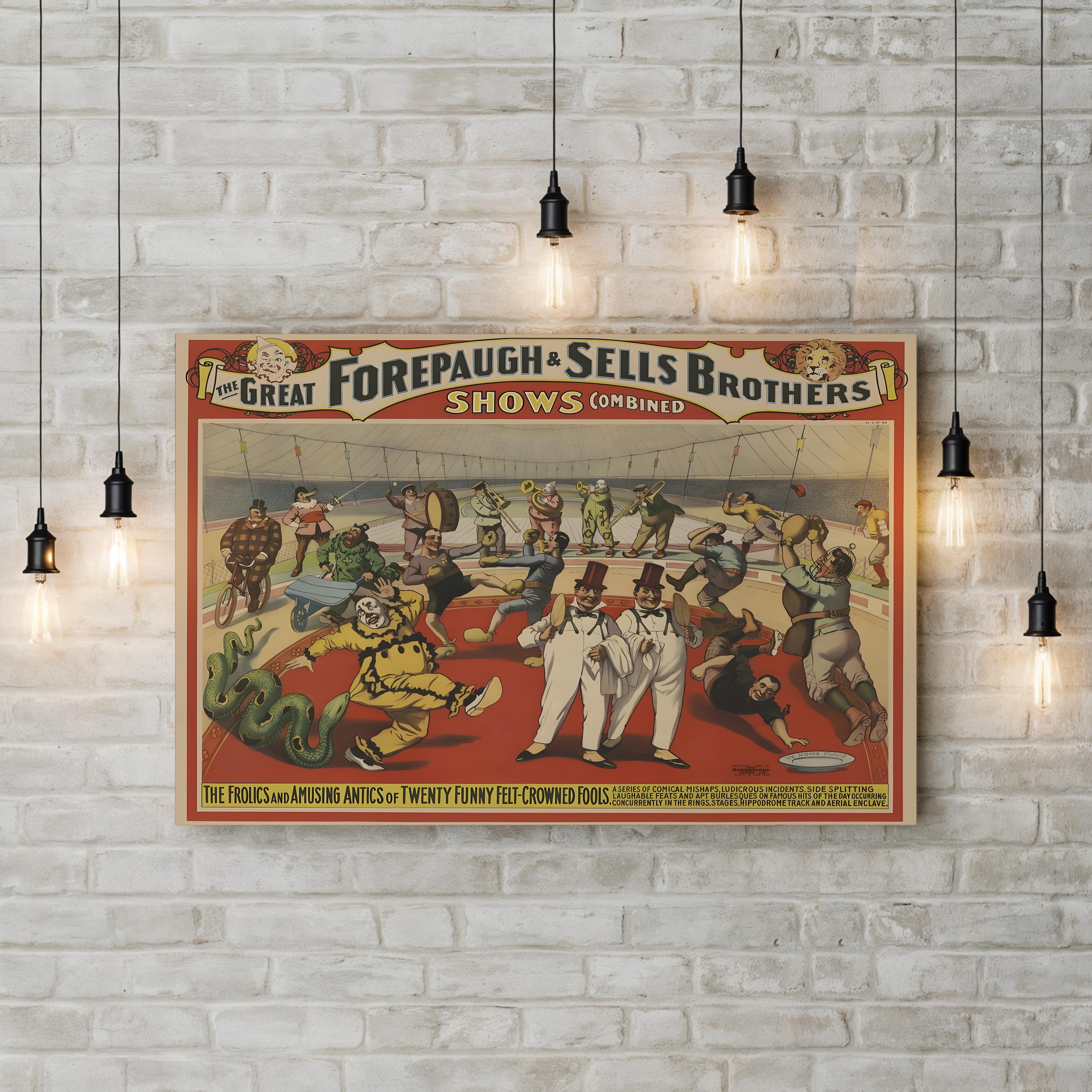 Adam Forepaugh & Sells Brothers Circus – Period Illustration Wall Art | Vintage Poster Canvas Print