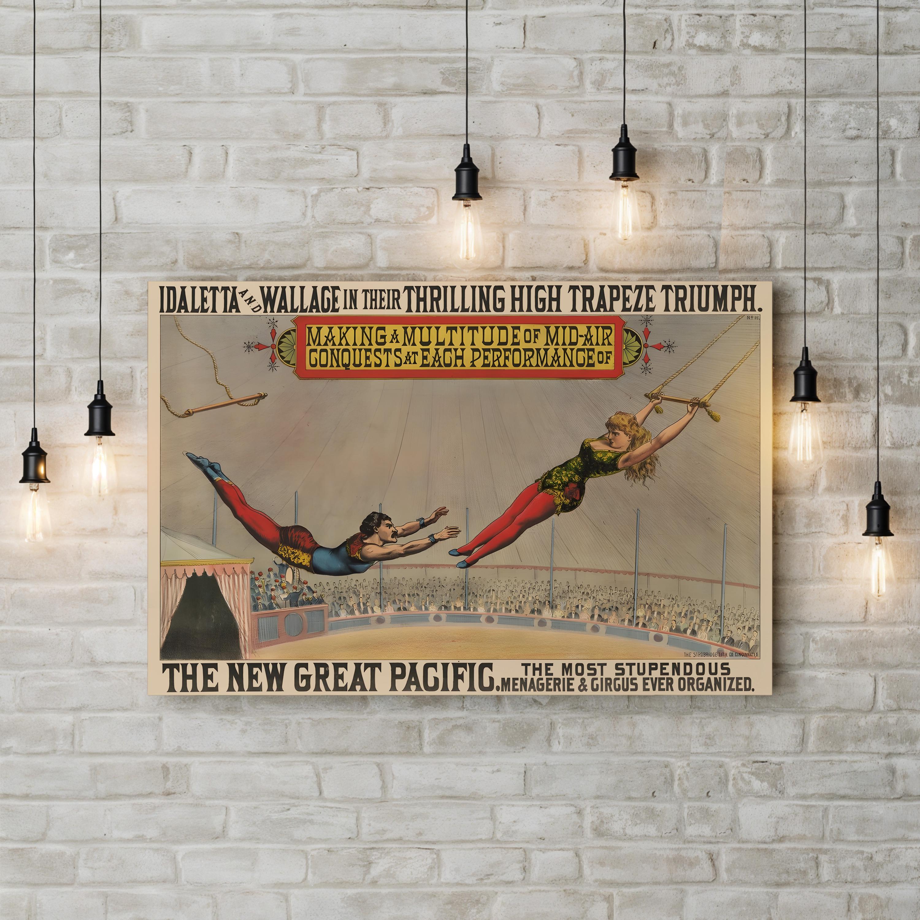 Circus Trapeze Artists Poster – Period Illustration Wall Art | Vintage Circus Canvas Print