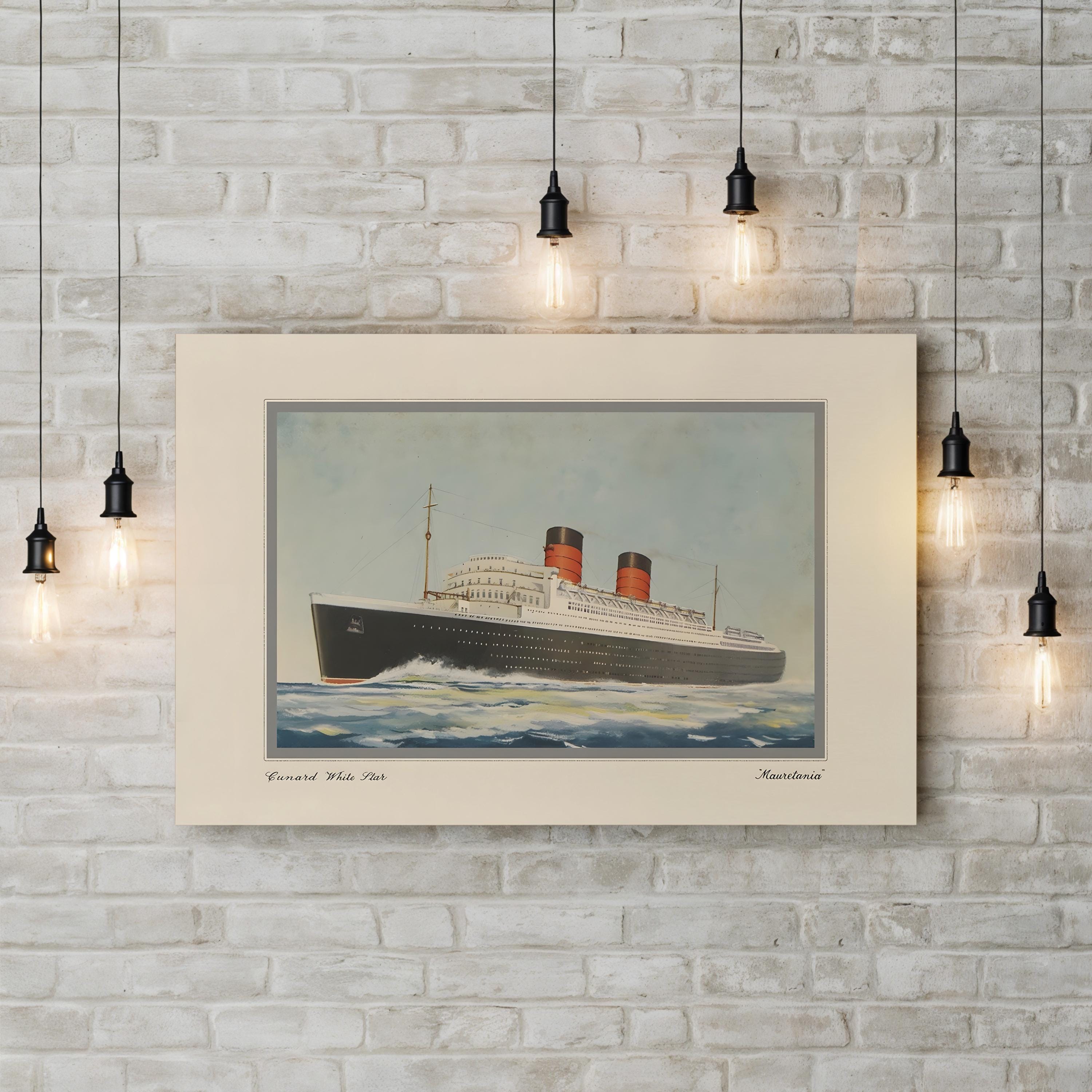 RMS Mauretania Ocean Liner – Period Illustration Wall Art | Maritime Canvas Print