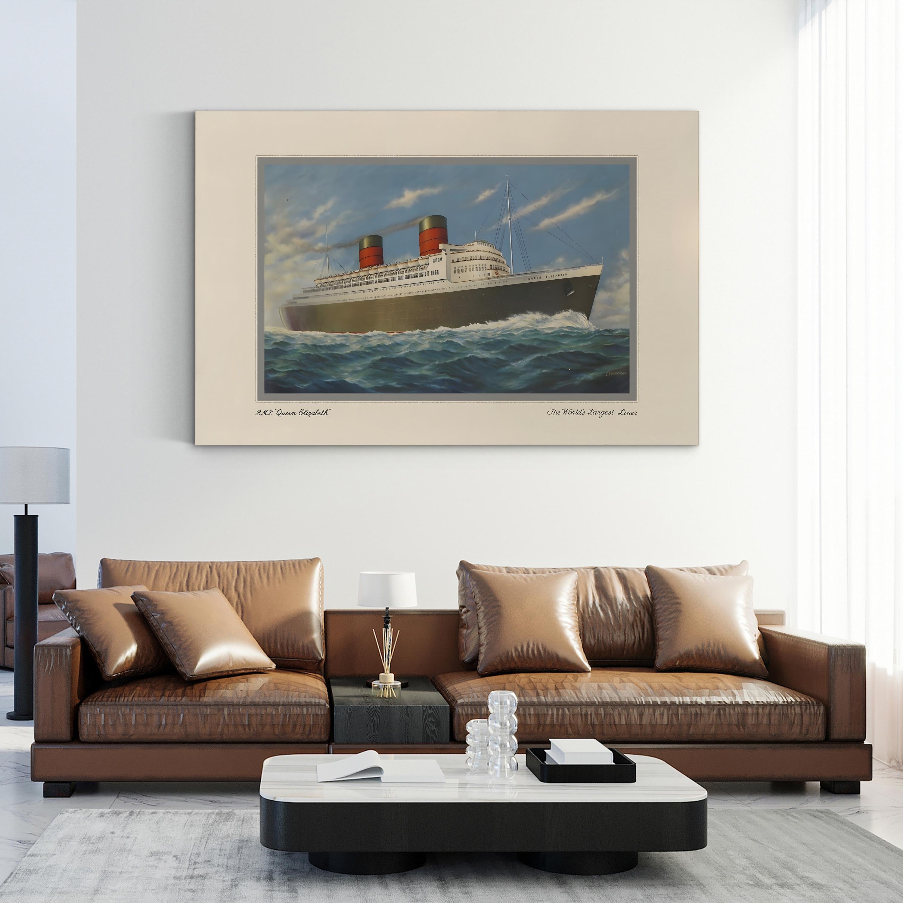 Vintage Cruise II Wall Art – R.M.S. Queen Elizabeth Nautical Maritime Artwork