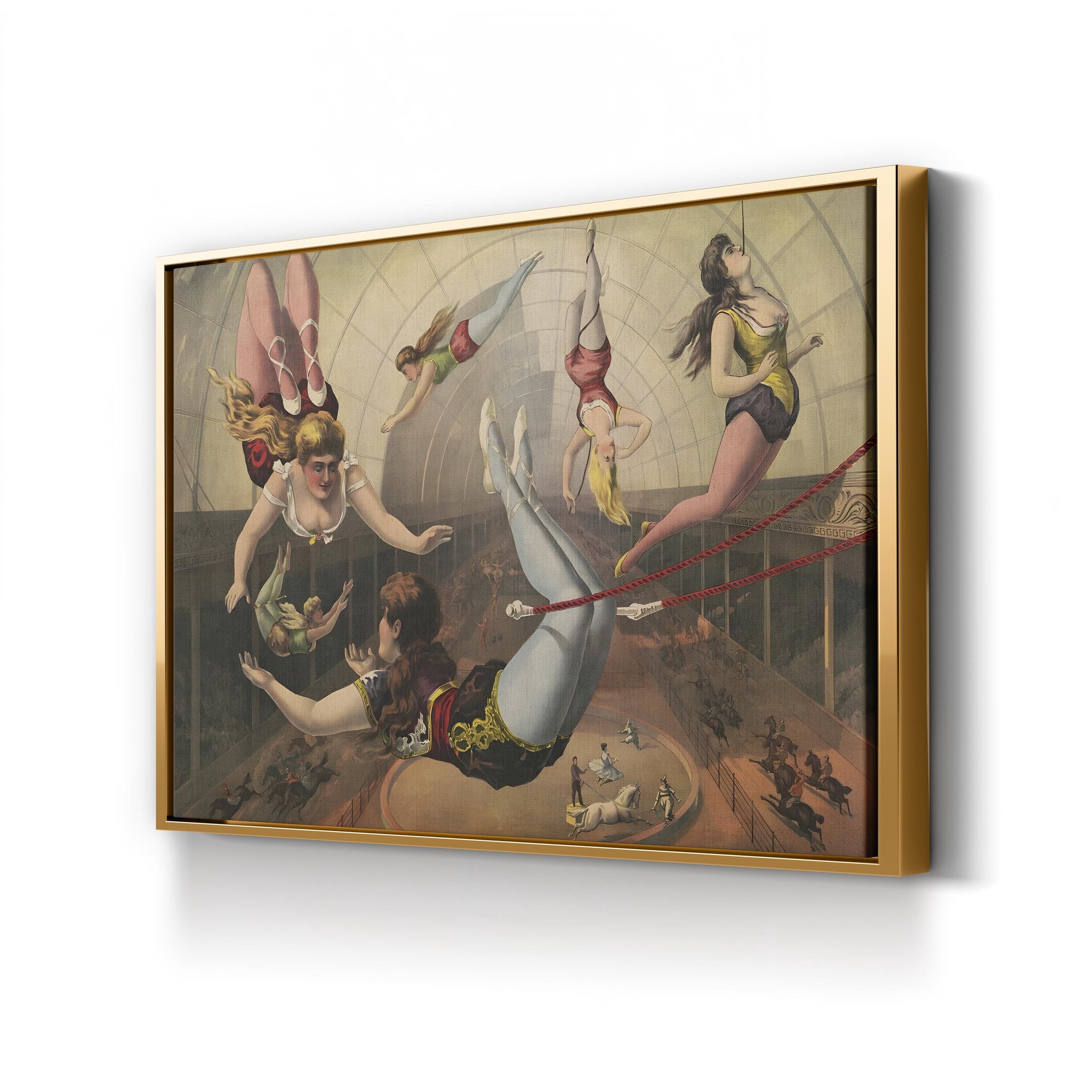 Circus Female Acrobats Antique Performance Art Illustration Canvas Print