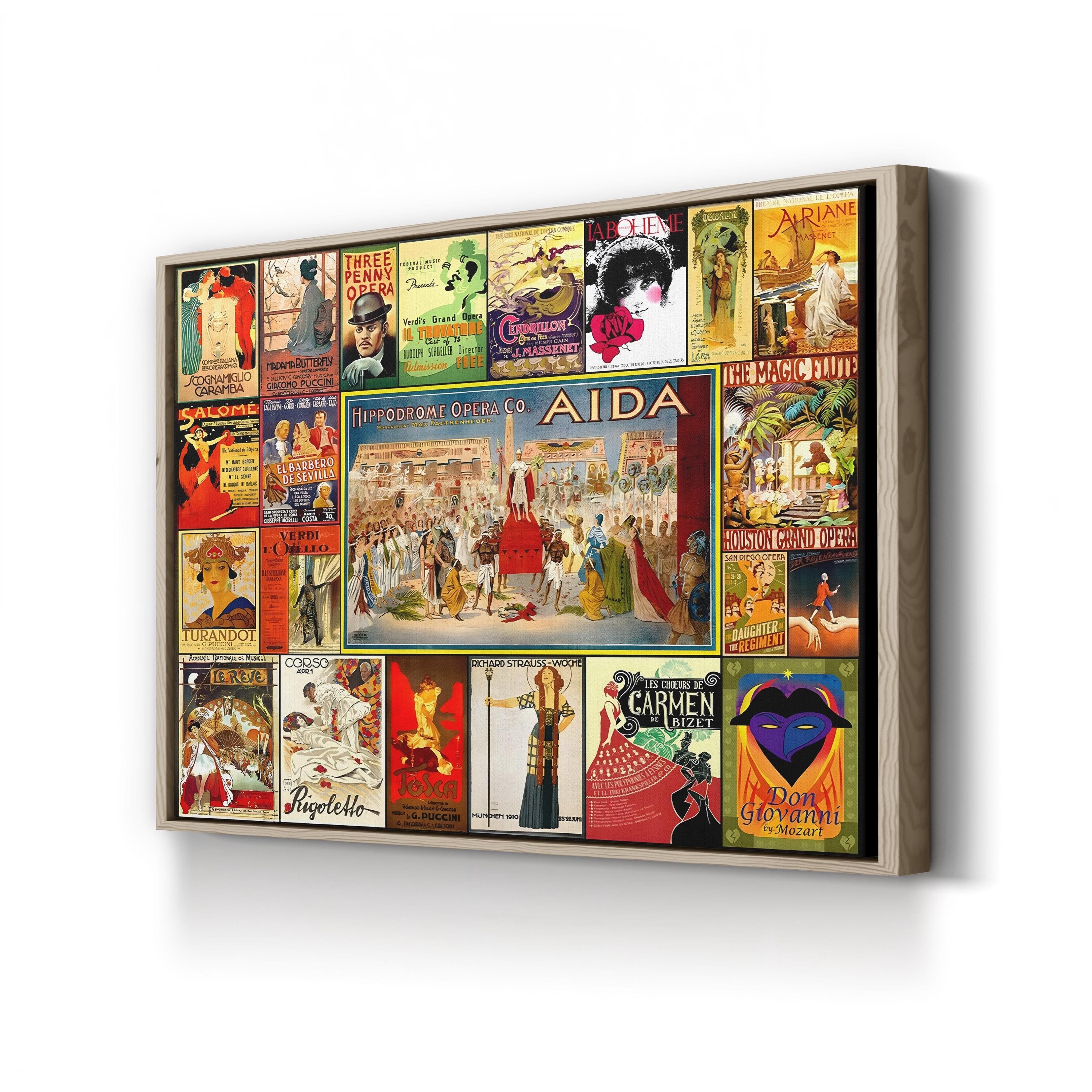 Opera Poster Collage – Period Illustration Wall Art | Vintage Theatre Canvas Print