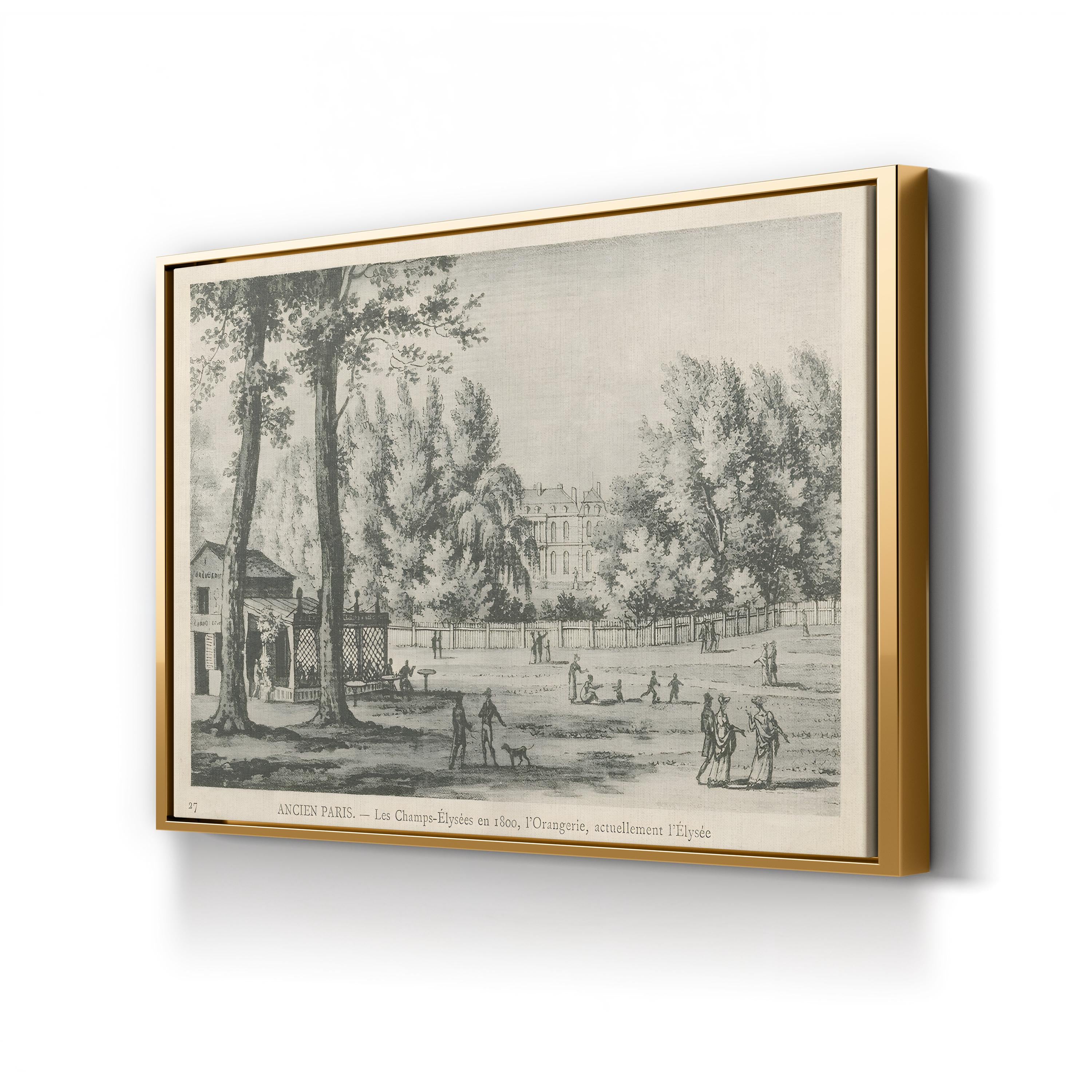 Parisian Street Scene – Period Illustration Wall Art | Black & White Canvas Print