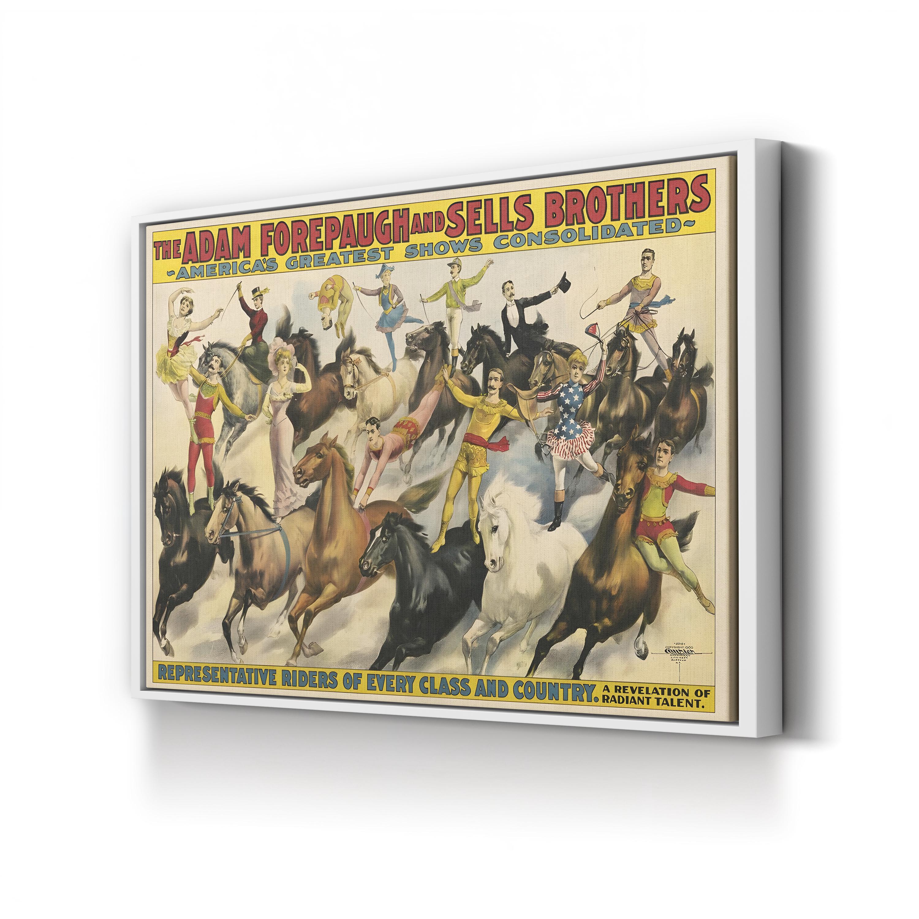 Vintage Adam Forepaugh Circus Poster Canvas Print: 19th Century American Circus Art