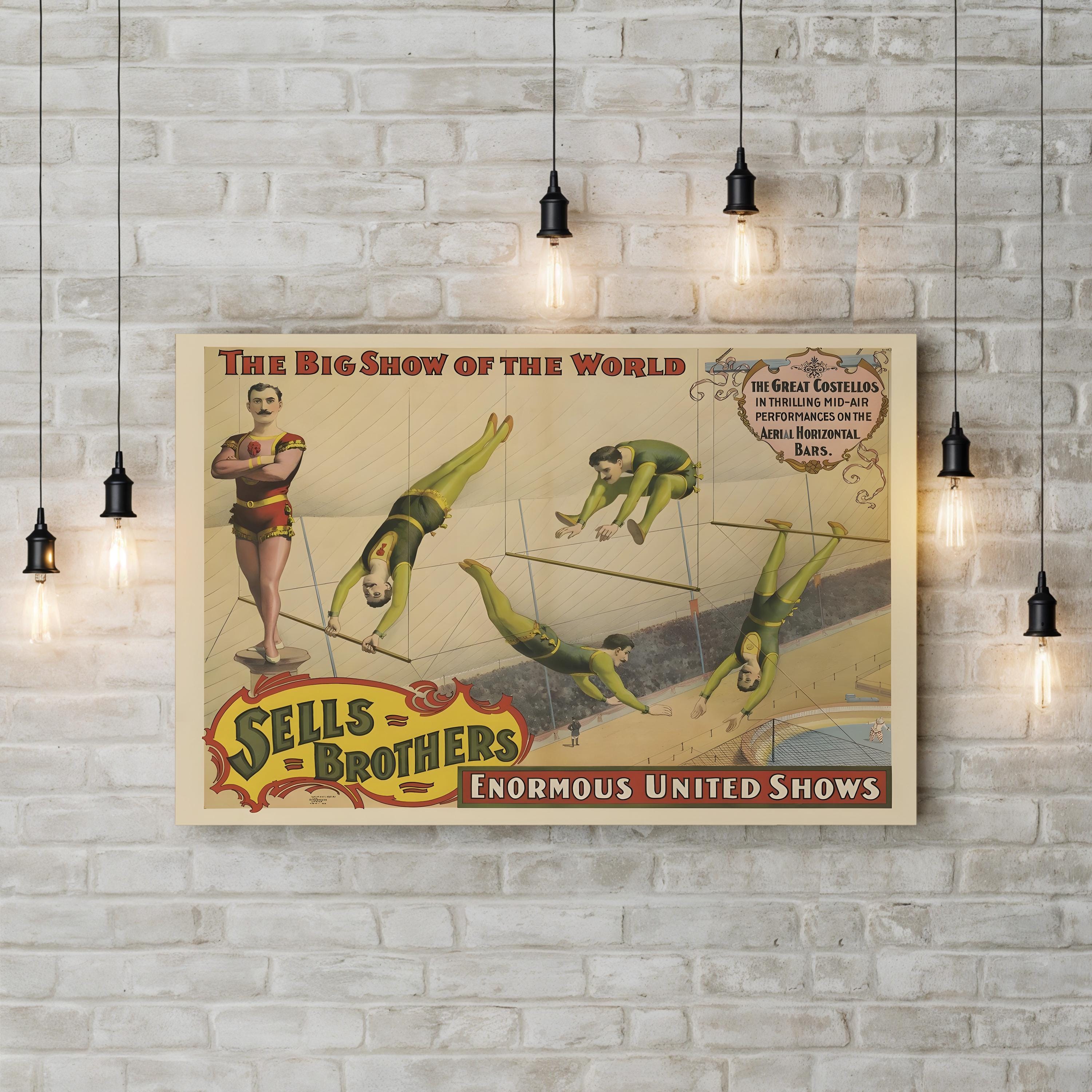 Sells Brothers Circus Poster – Period Illustration Wall Art | Vintage Americana Canvas Print