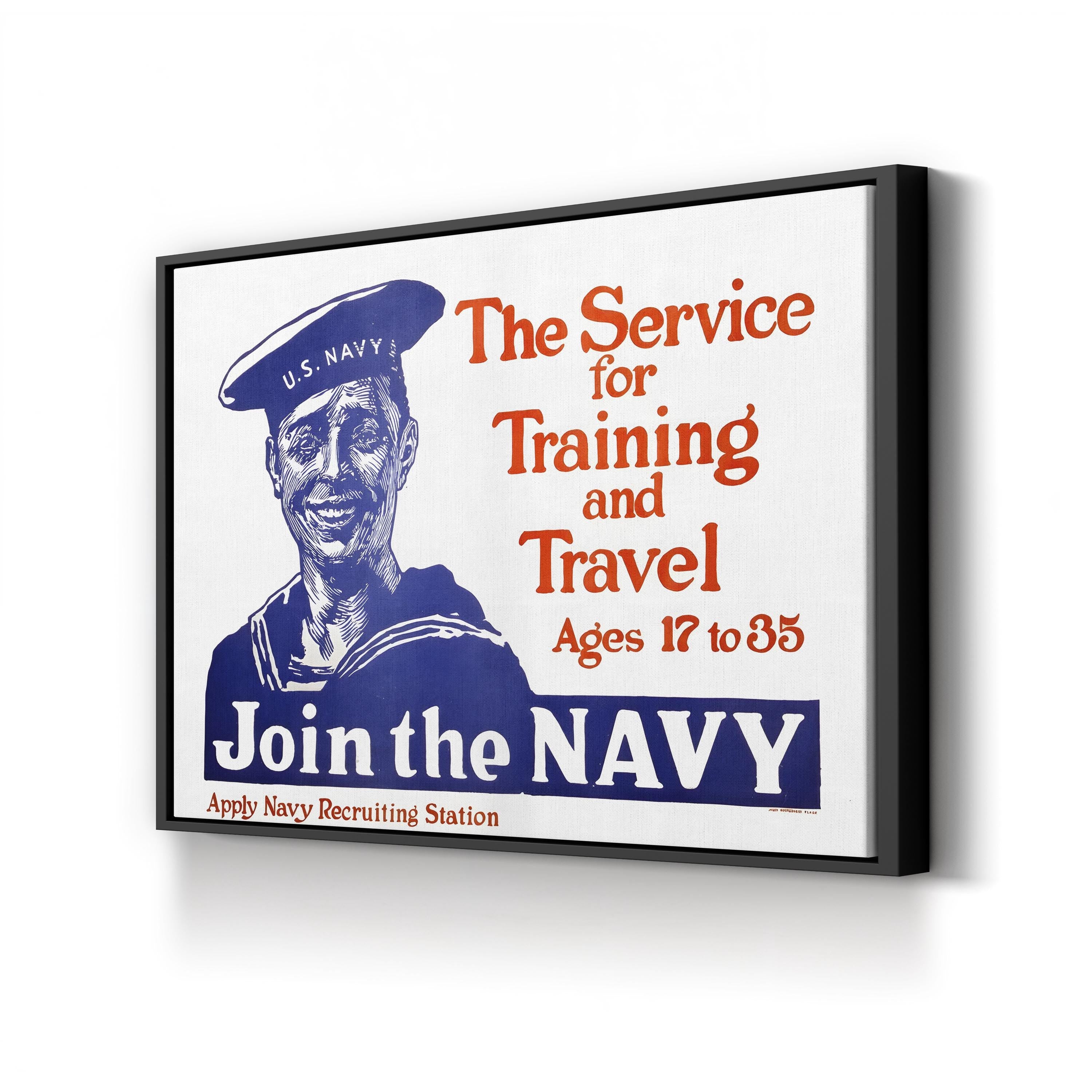 US Navy WWII Smiling Sailor – Period Illustration Wall Art | Vintage Poster Canvas Print