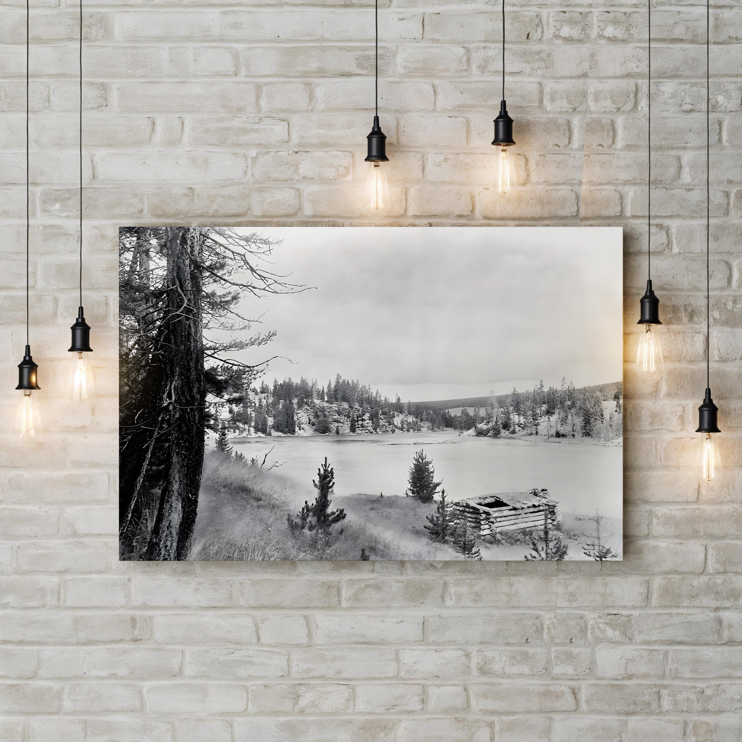Yellowstone River Cabin, 1913 – Vintage Photography Wall Art | Wyoming Landscape Canvas Print