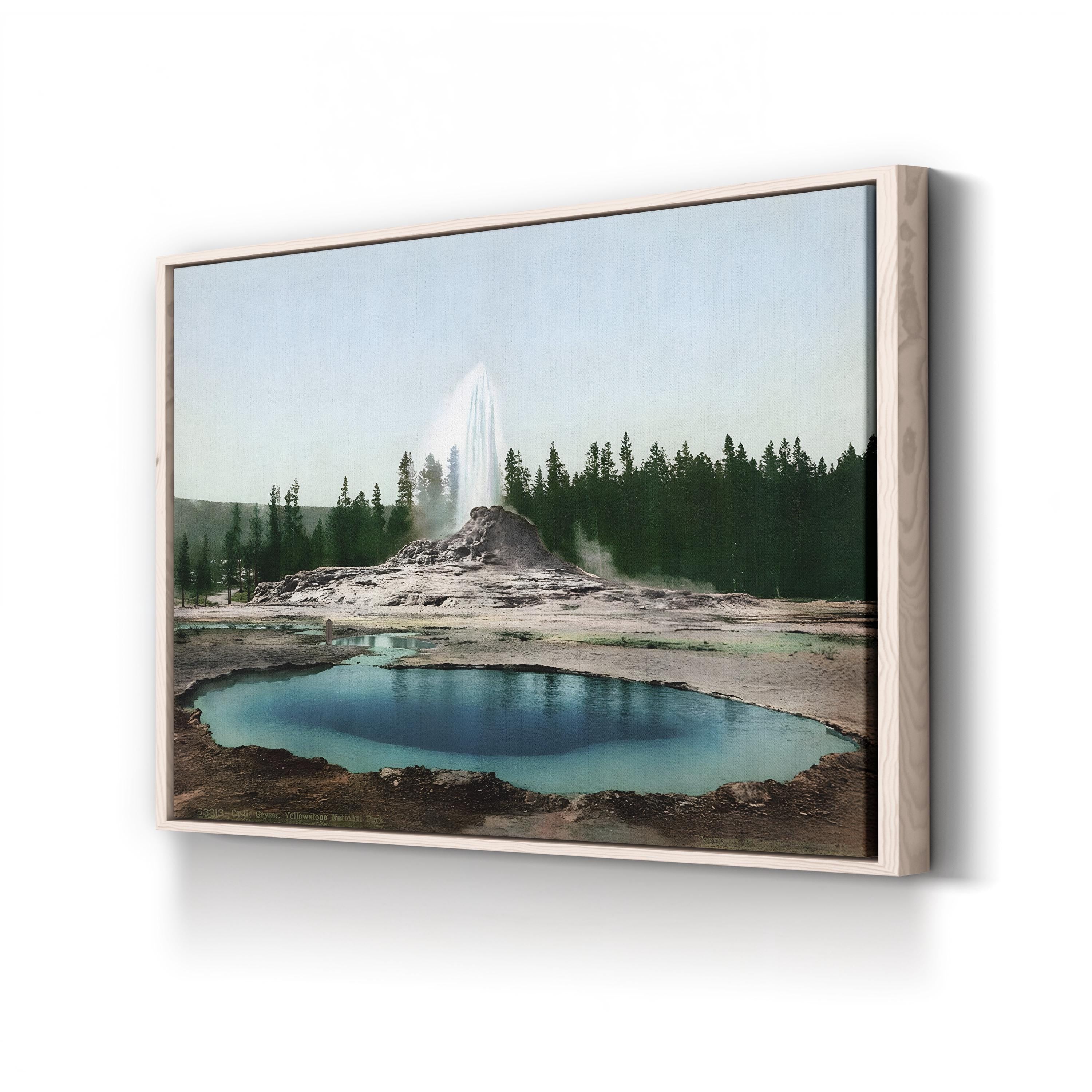 Castle Geyser, Yellowstone National Park, c. 1898 by William Henry Jackson canvas print in an oak frame