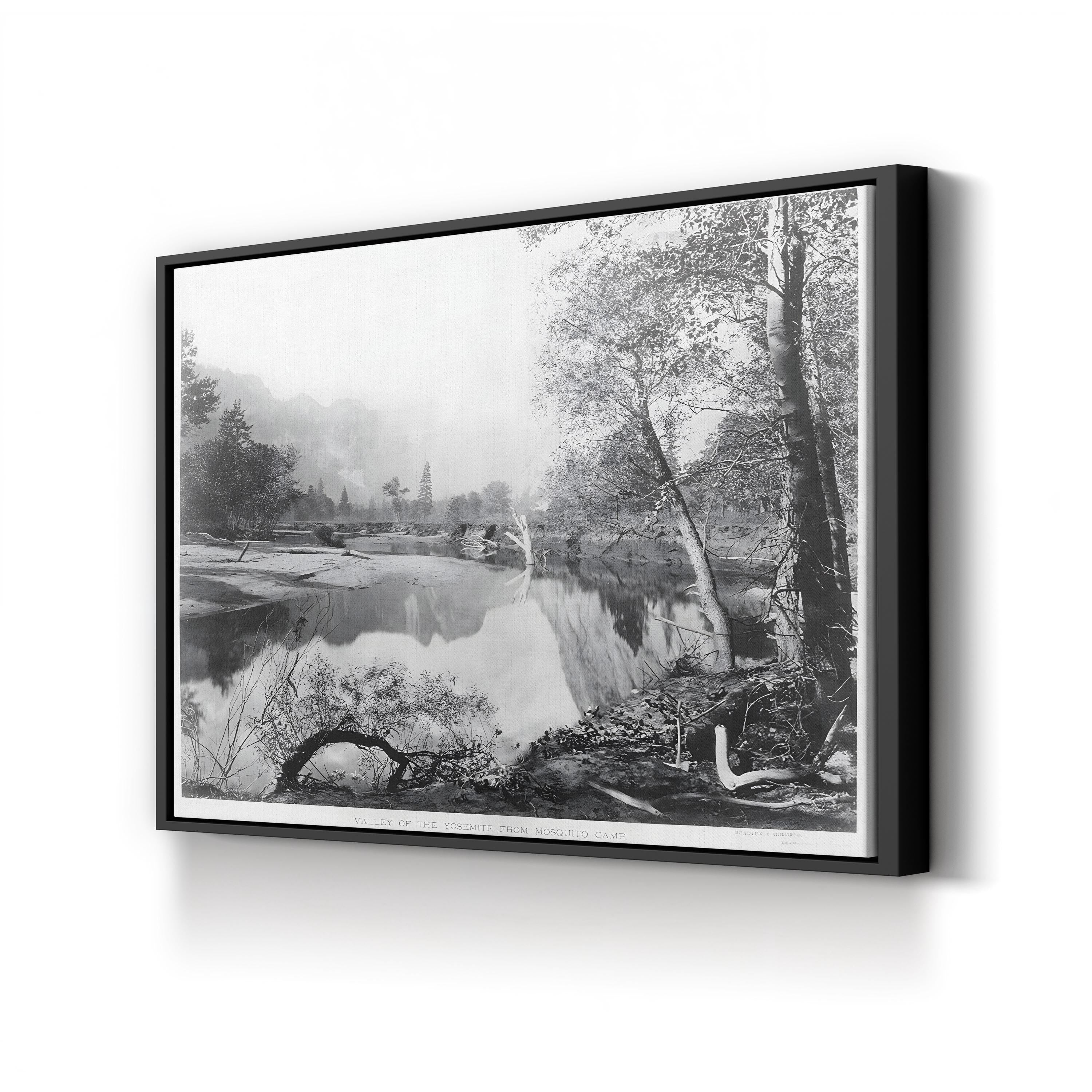 Vintage Yosemite River – Vintage Photography Wall Art | Monochrome Canvas Print