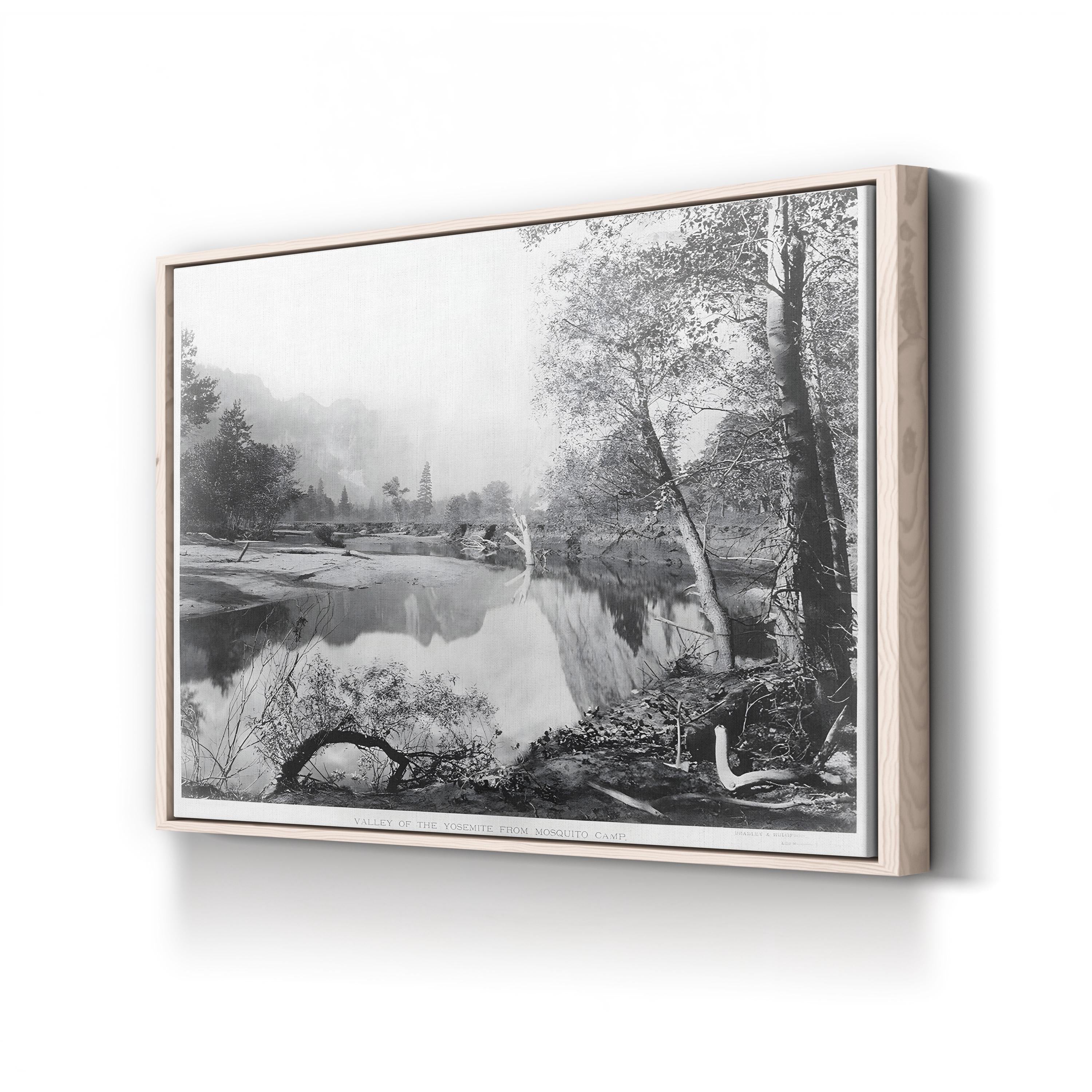 Vintage Yosemite River – Vintage Photography Wall Art | Monochrome Canvas Print