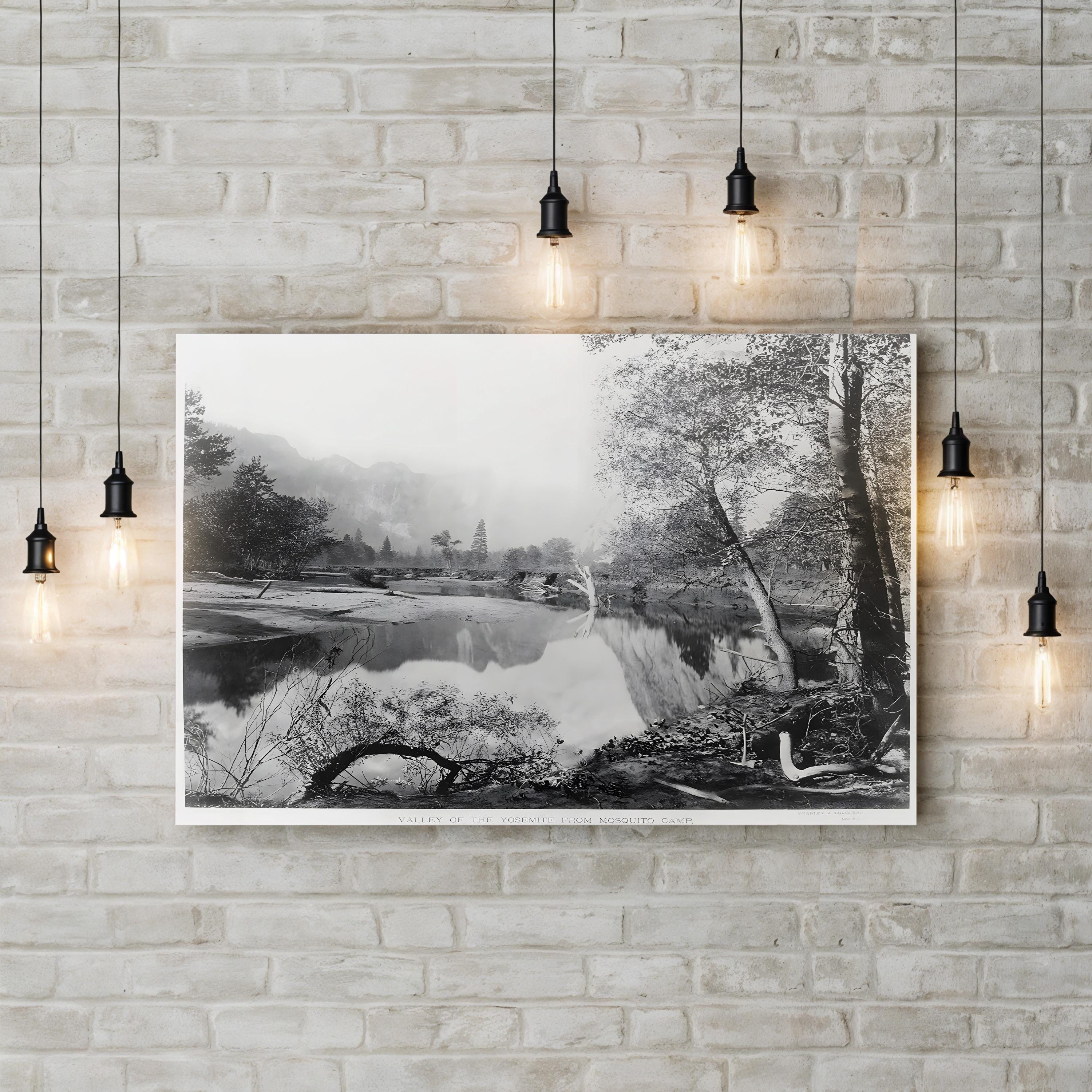 Vintage Yosemite River – Vintage Photography Wall Art | Monochrome Canvas Print