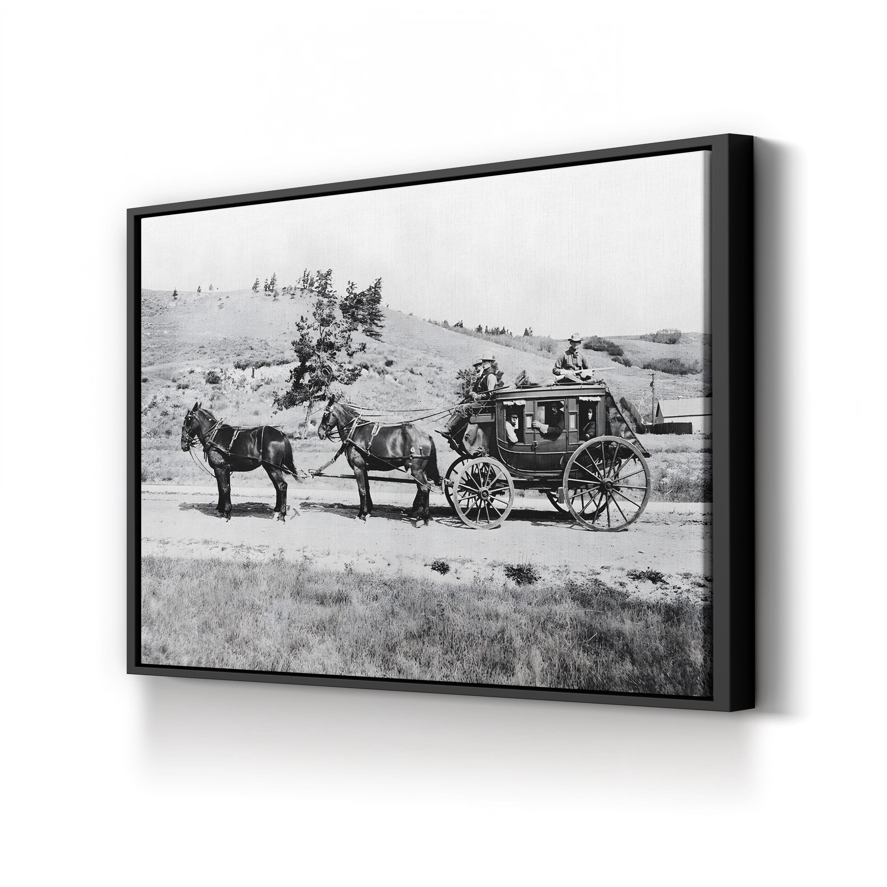Vintage Stagecoach in Motion – Period Illustration Wall Art | Rustic Western Canvas Print