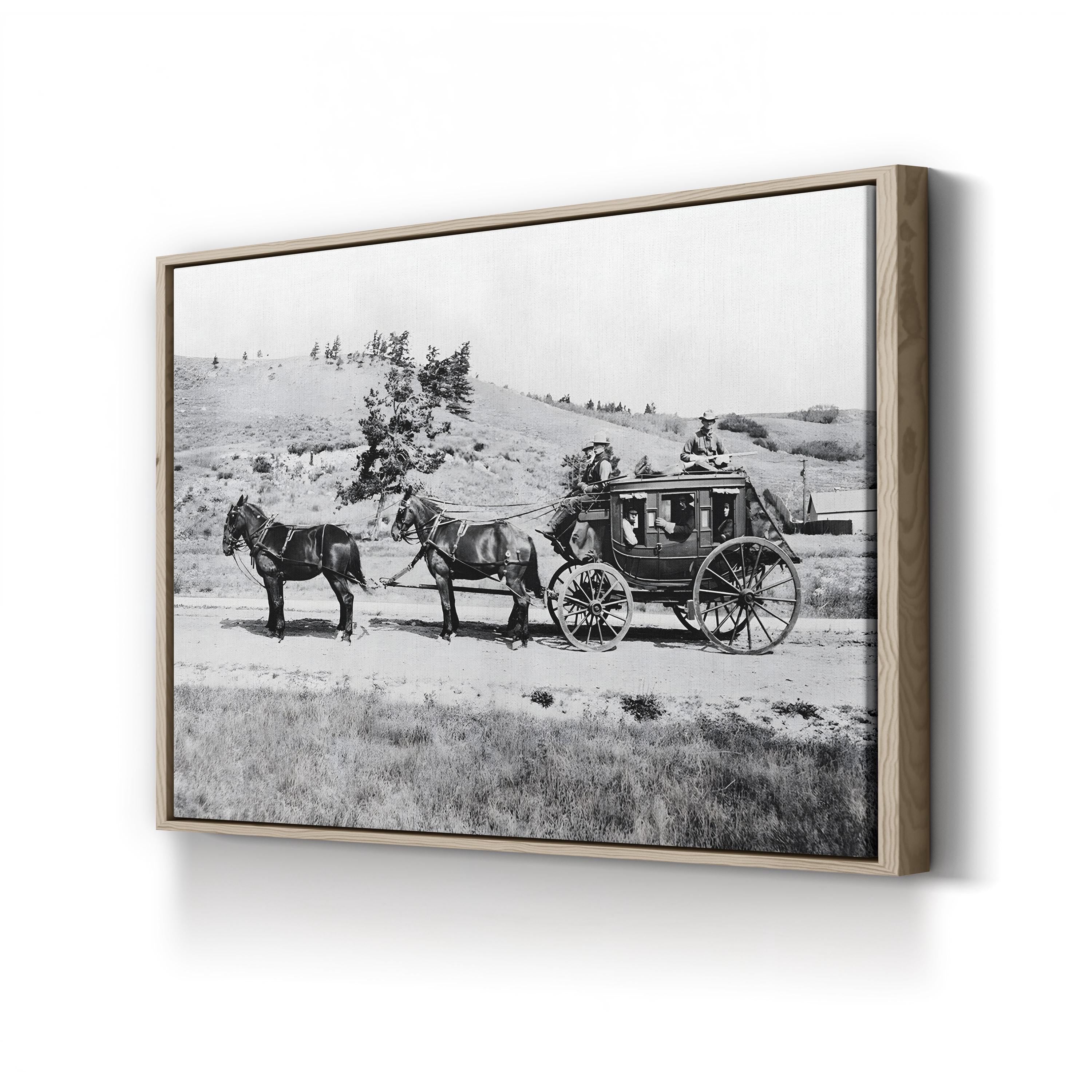 Vintage Stagecoach in Motion – Period Illustration Wall Art | Rustic Western Canvas Print