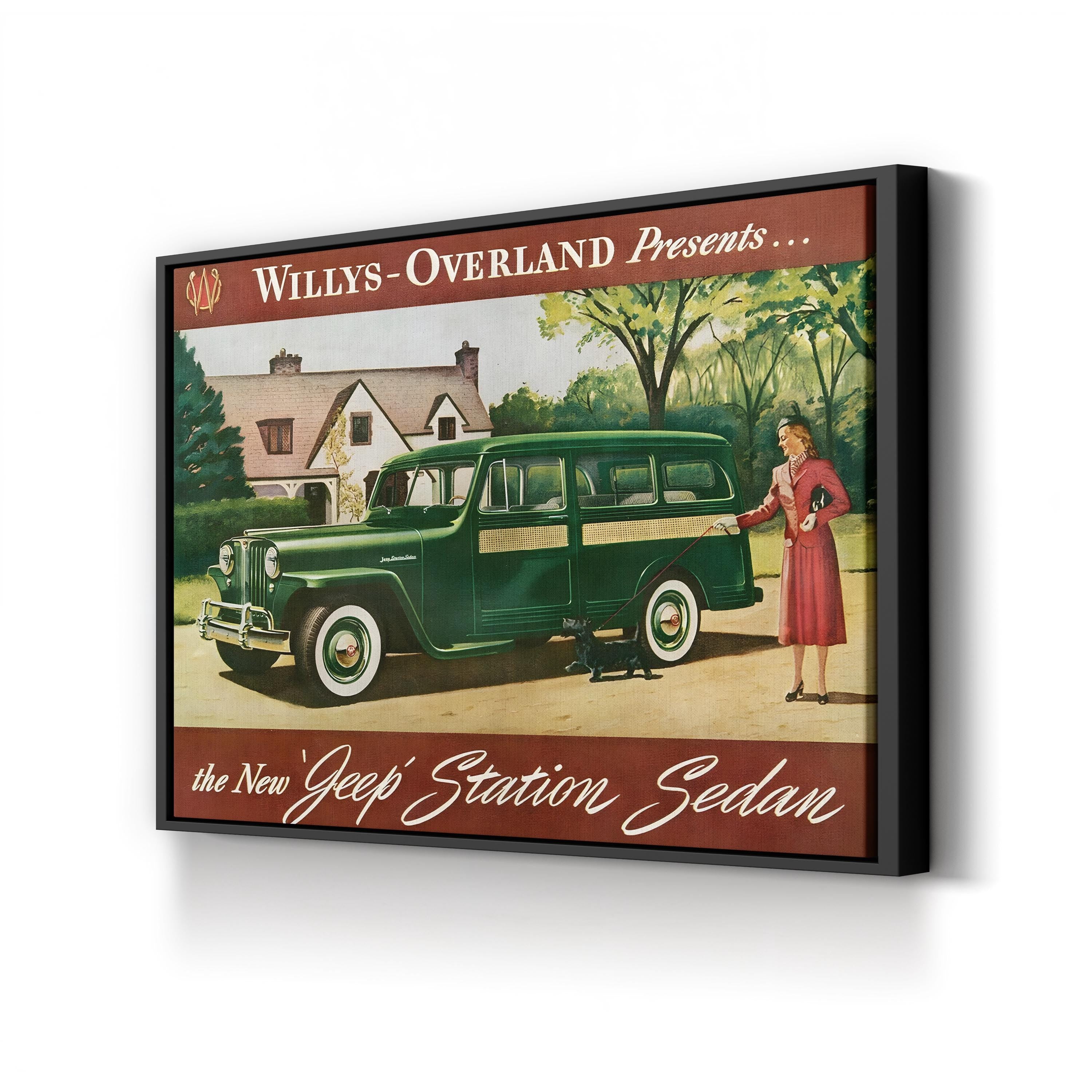 Willys Magazine Advert Detail, 1940s – Period Advertisement Wall Art | American Automotive Canvas Print