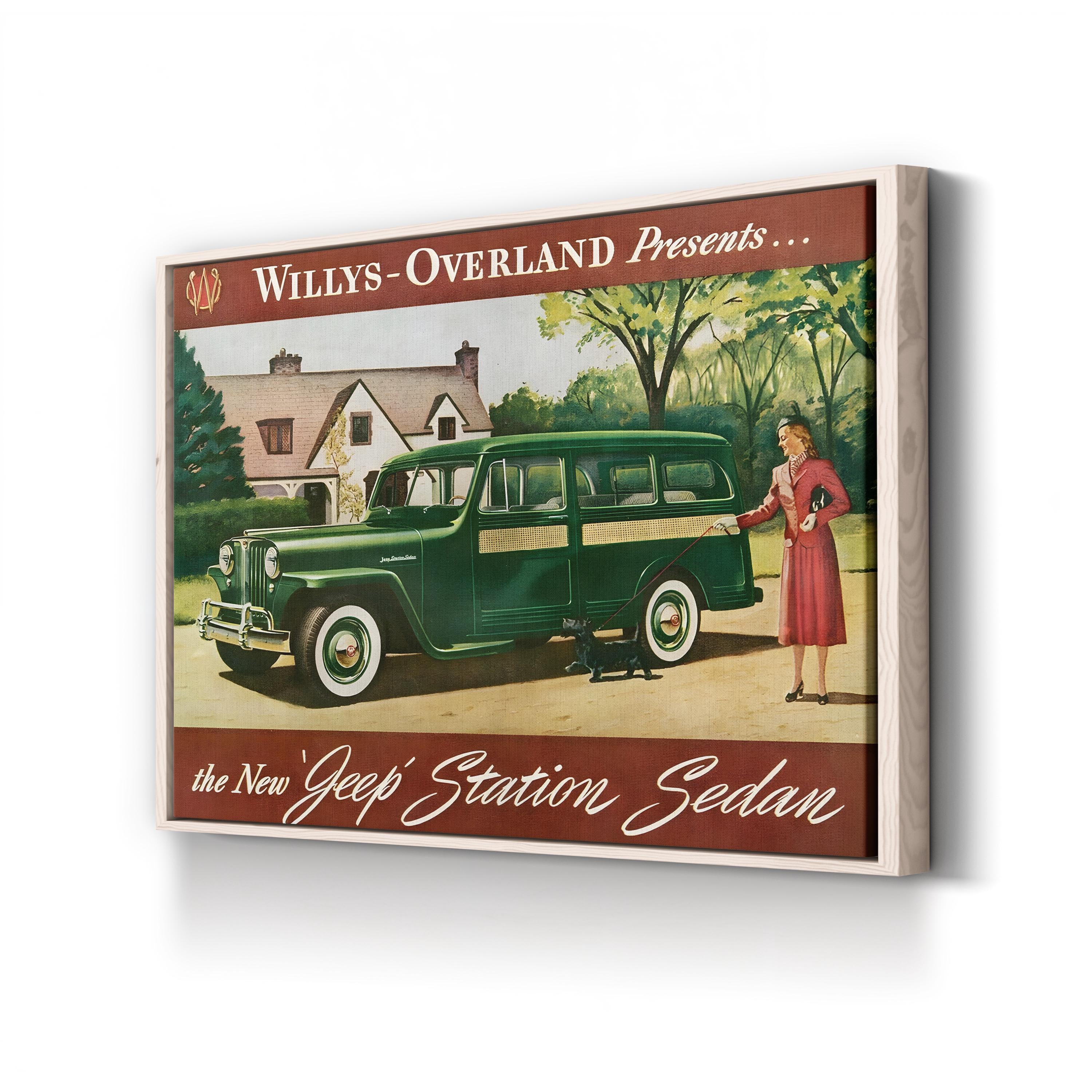 Willys Magazine Advert Detail, 1940s – Period Advertisement Wall Art | American Automotive Canvas Print