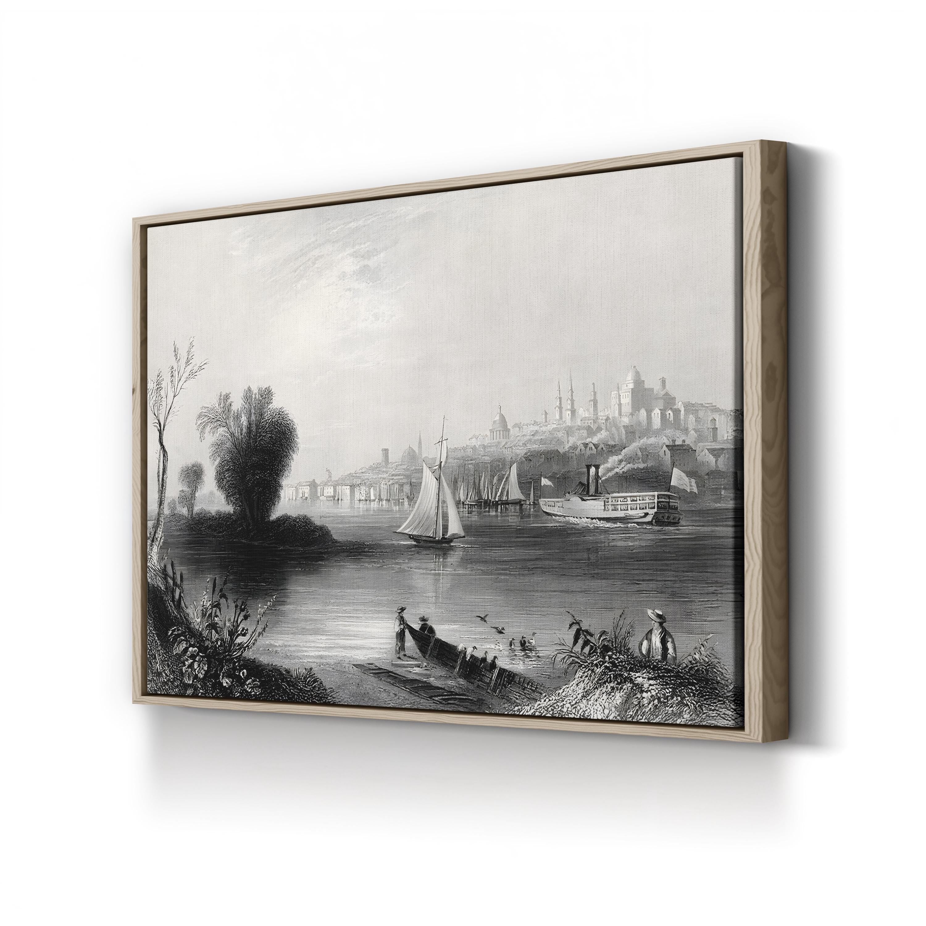 Albany, New York, USA in the 19th Century Wall Art — Vintage Hudson River Cityscape Print
