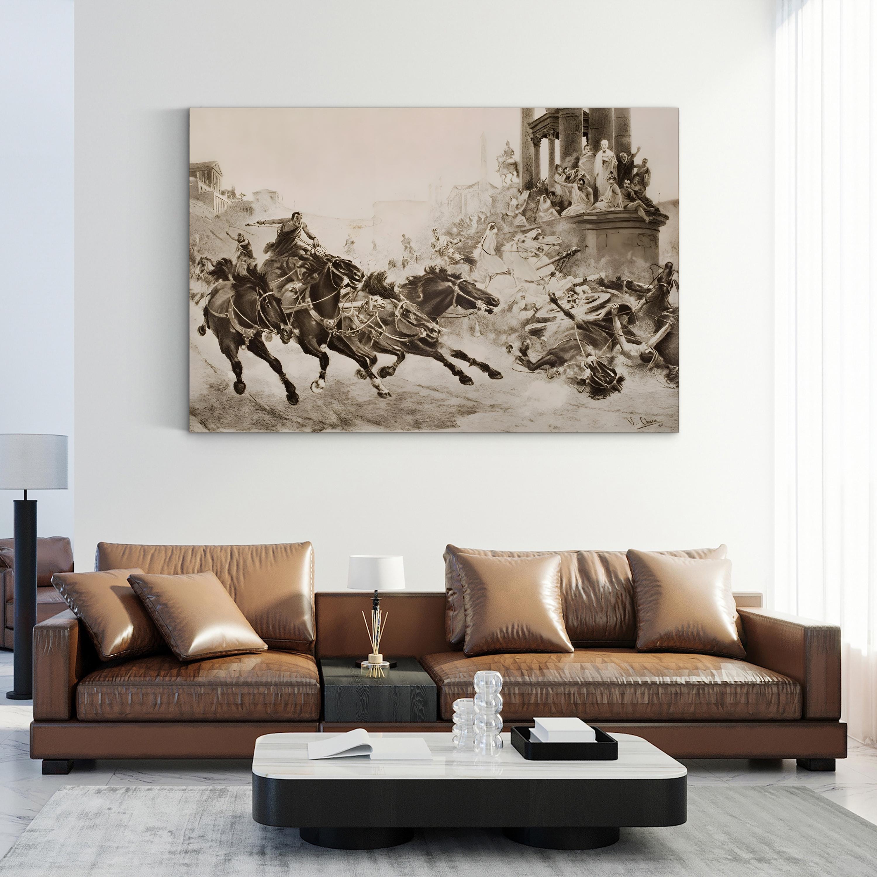 A Roman Chariot Race, Ancient Rome, Italy — Classical Historical Illustration Wall Art by U. Checa