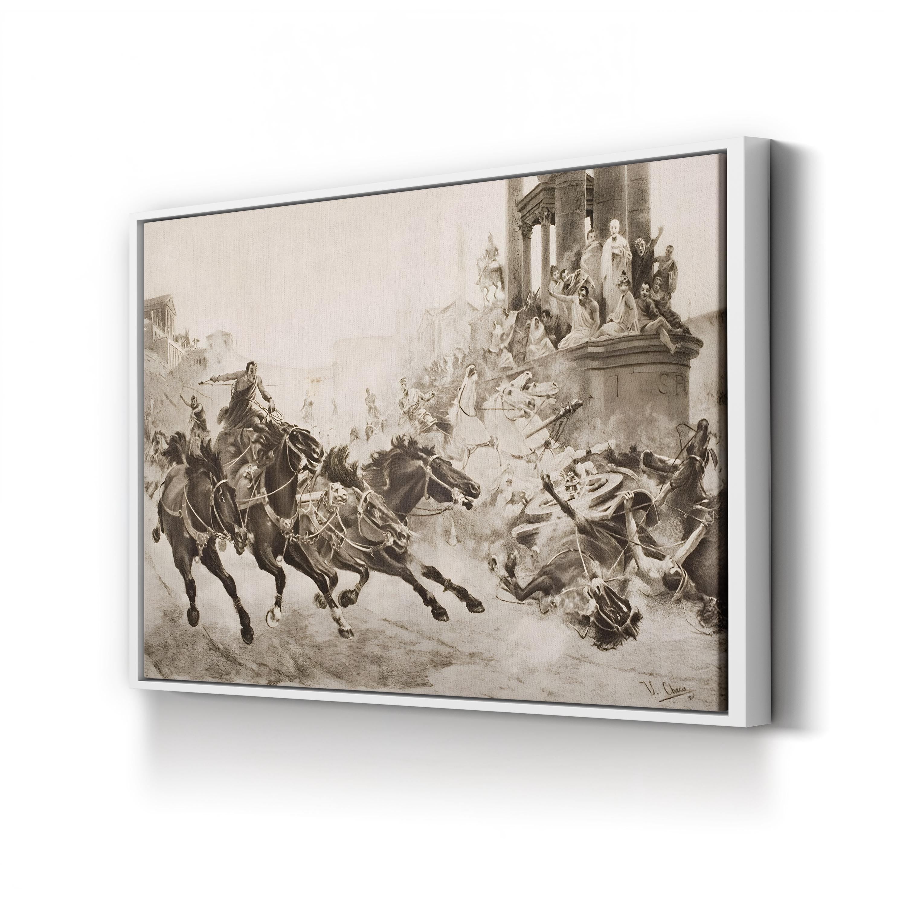A Roman Chariot Race, Ancient Rome, Italy — Classical Historical Illustration Wall Art by U. Checa