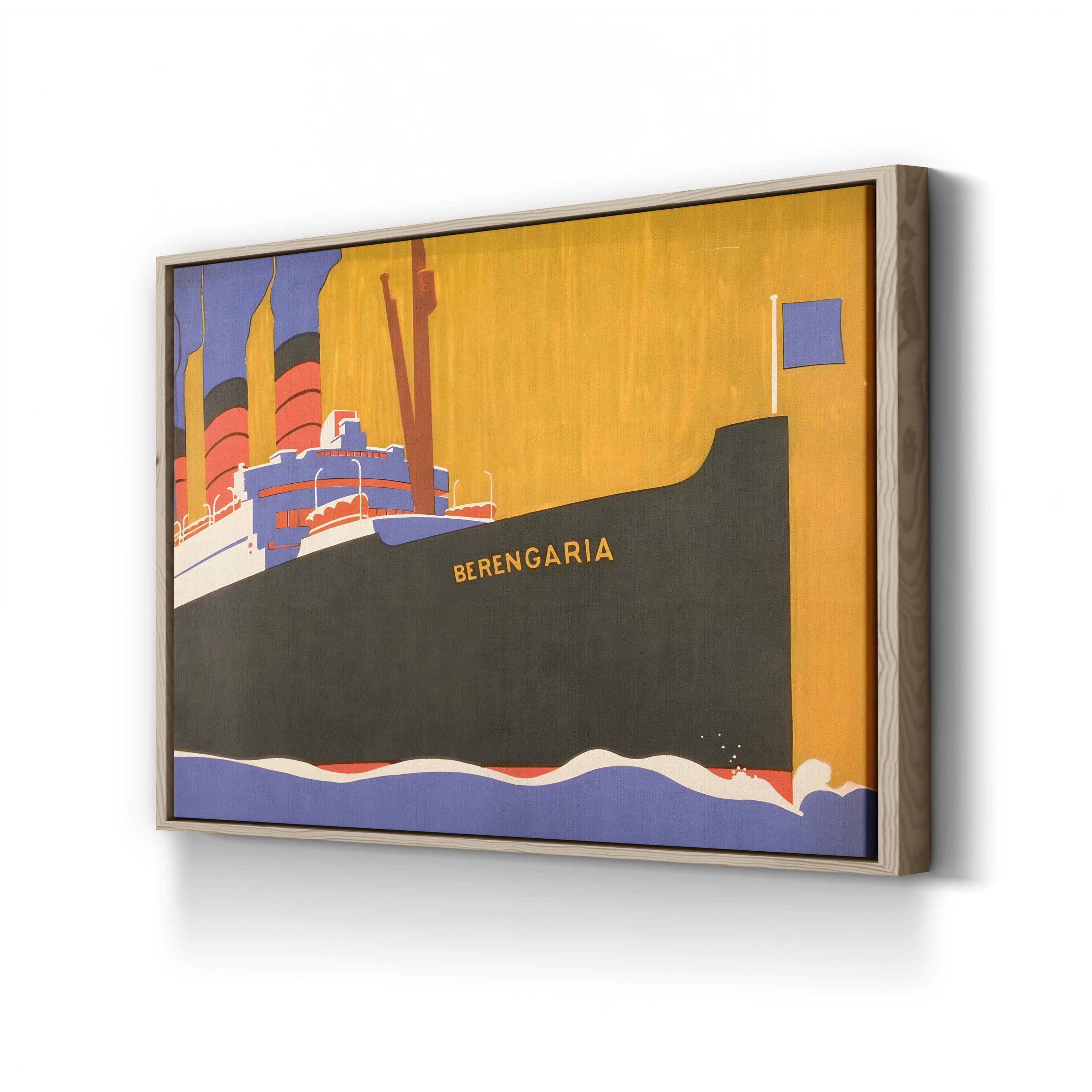 Cunard Line Promotional Brochure for Berengaria, by Louis Fancher canvas print in Oak frame