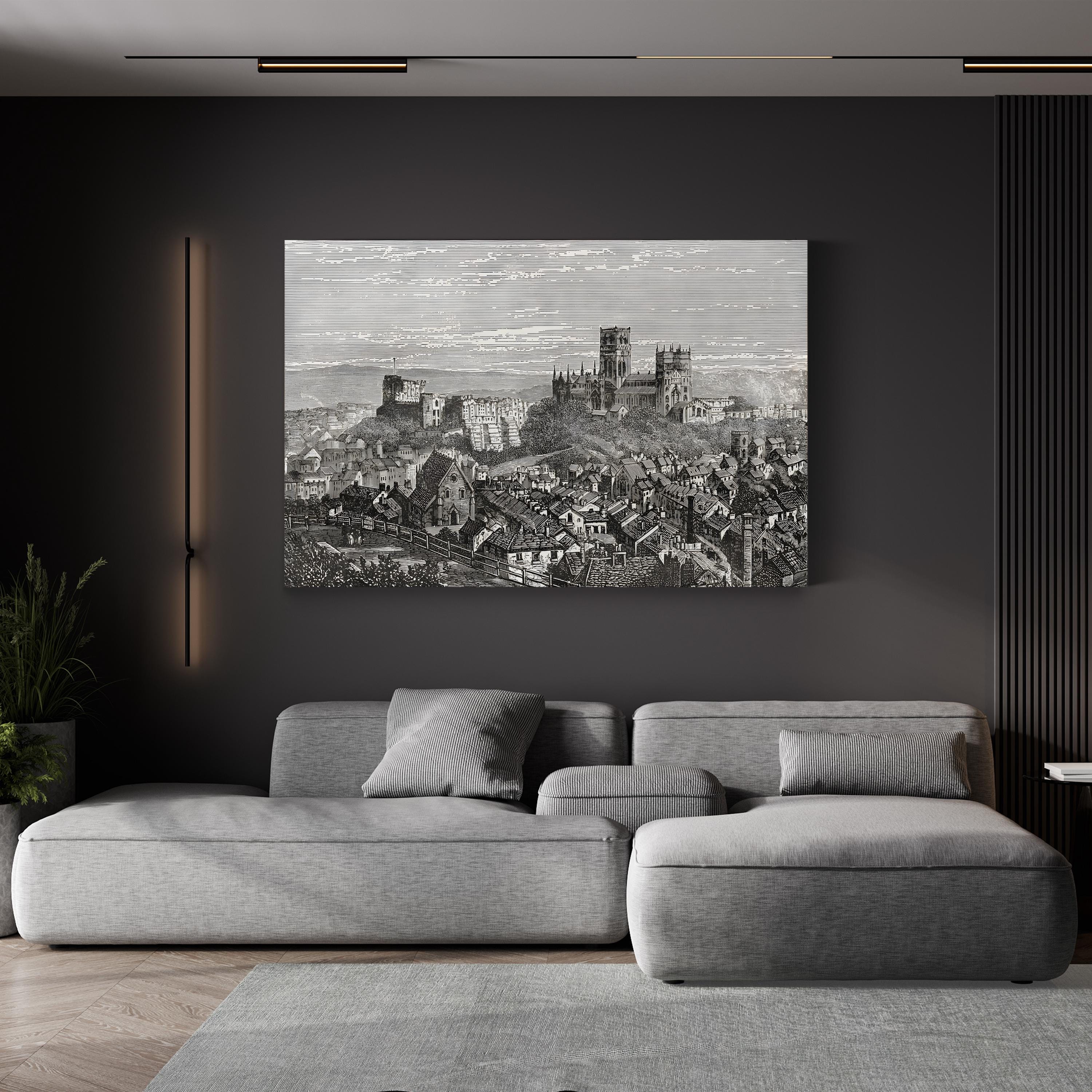 Durham Cathedral and Castle, Durham, England Wall Art — Late 19th Century English Architectural Illustration