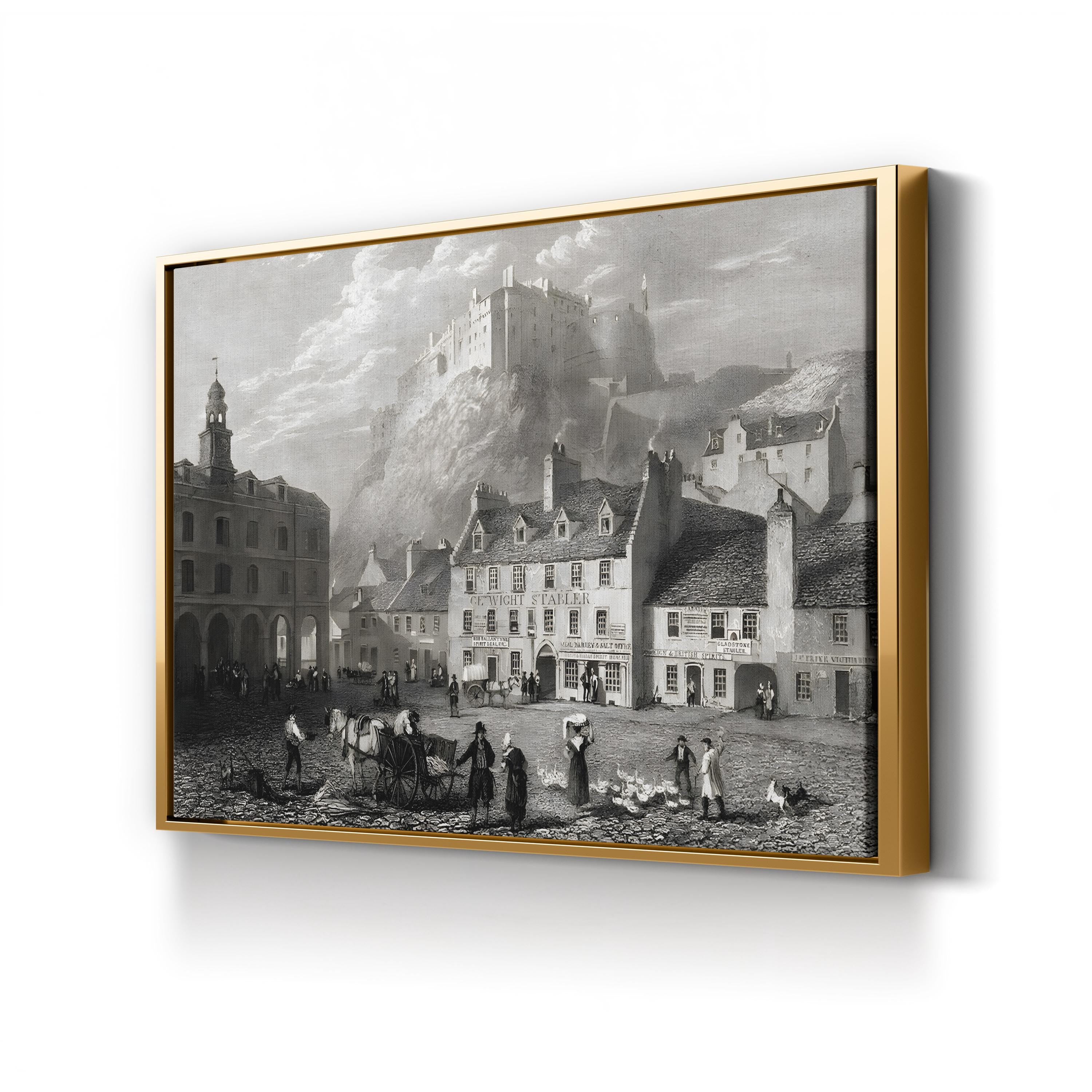 Edinburgh Castle from the Grassmarket, Edinburgh, Scotland Wall Art — 1832 Robert Batty Topographical Engraving