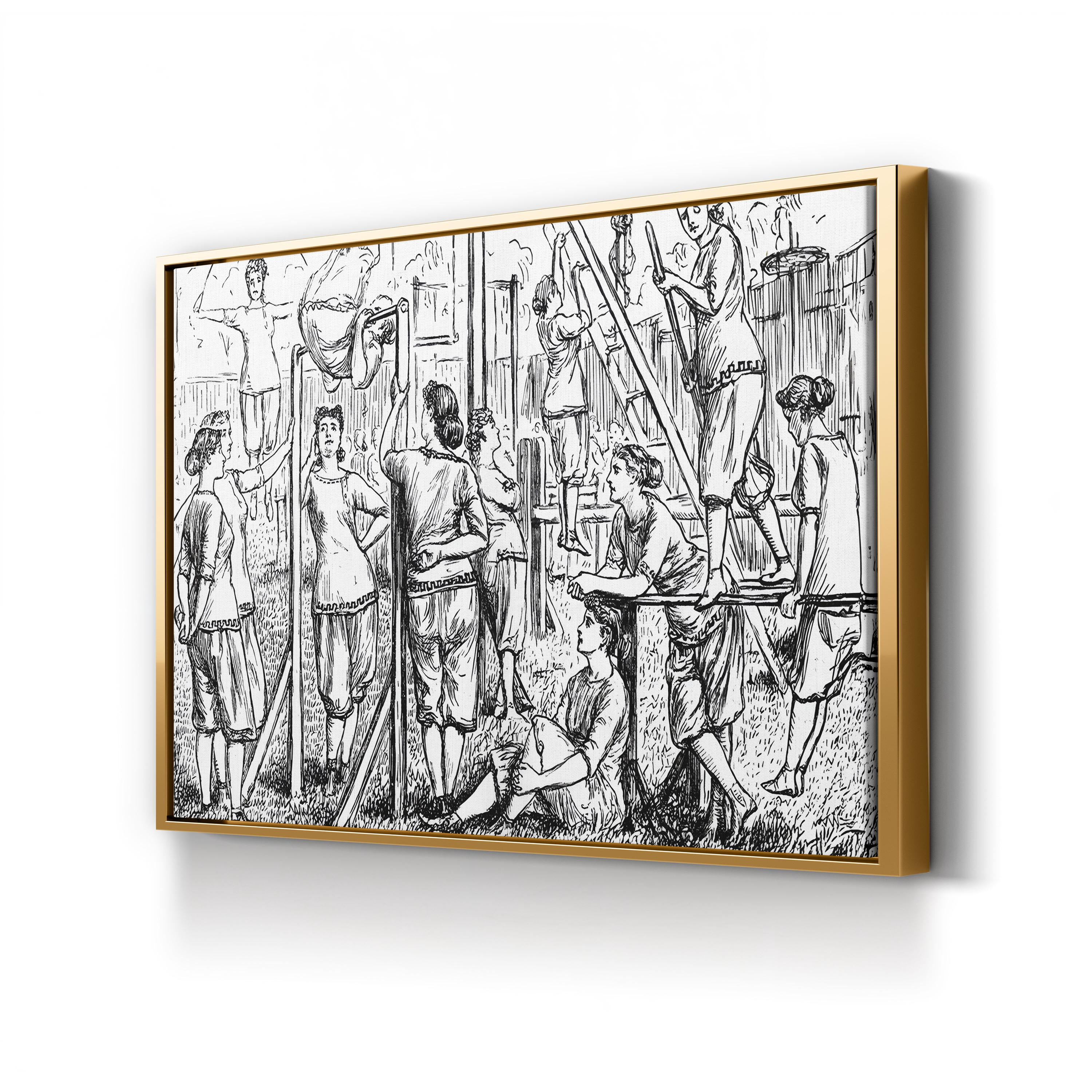Calisthenic College for Lady Muscular Christians, c. 1867 canvas print in Gold frame