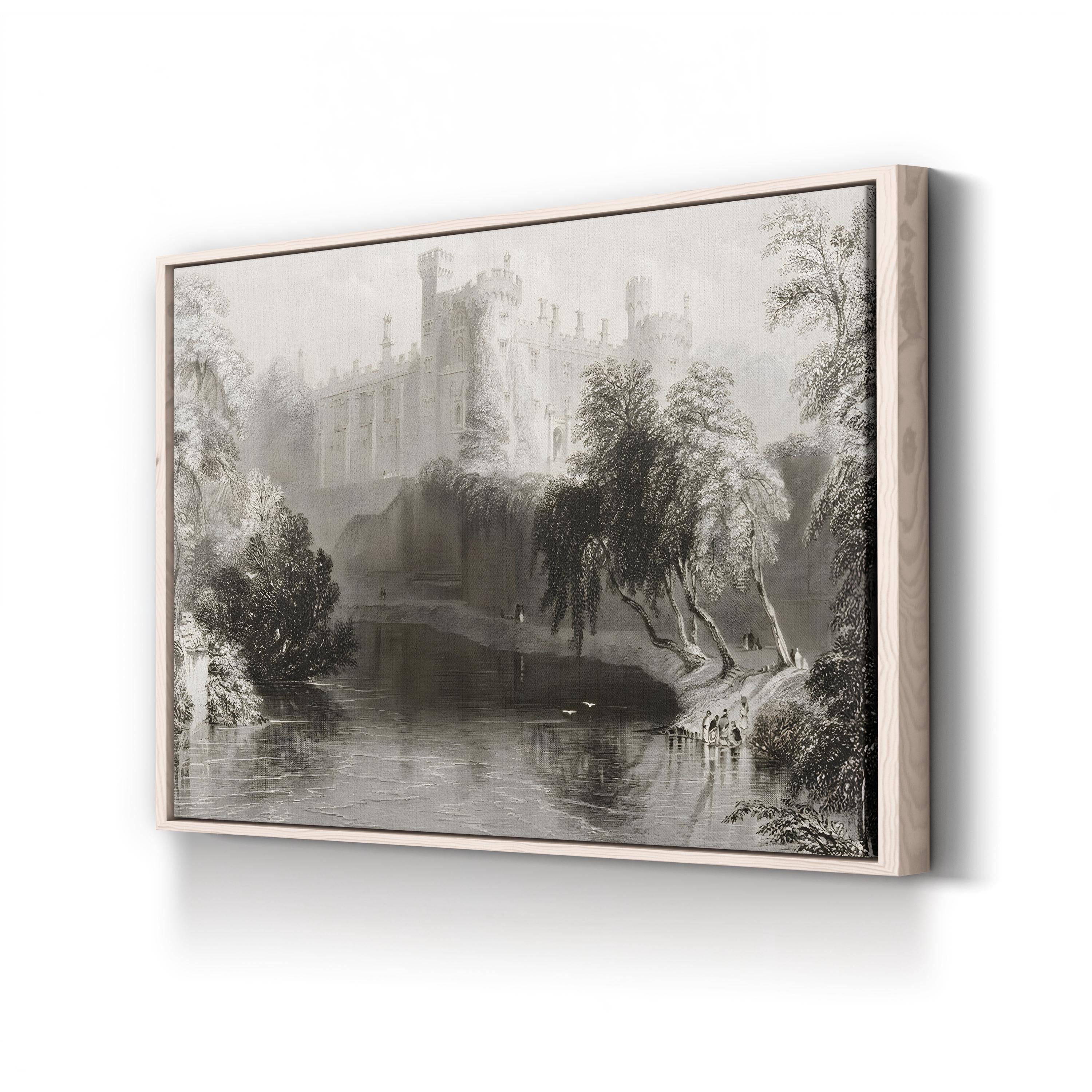 Kilkenny Castle Ireland – Vintage Photography Wall Art | Black & White Landscape Canvas Print