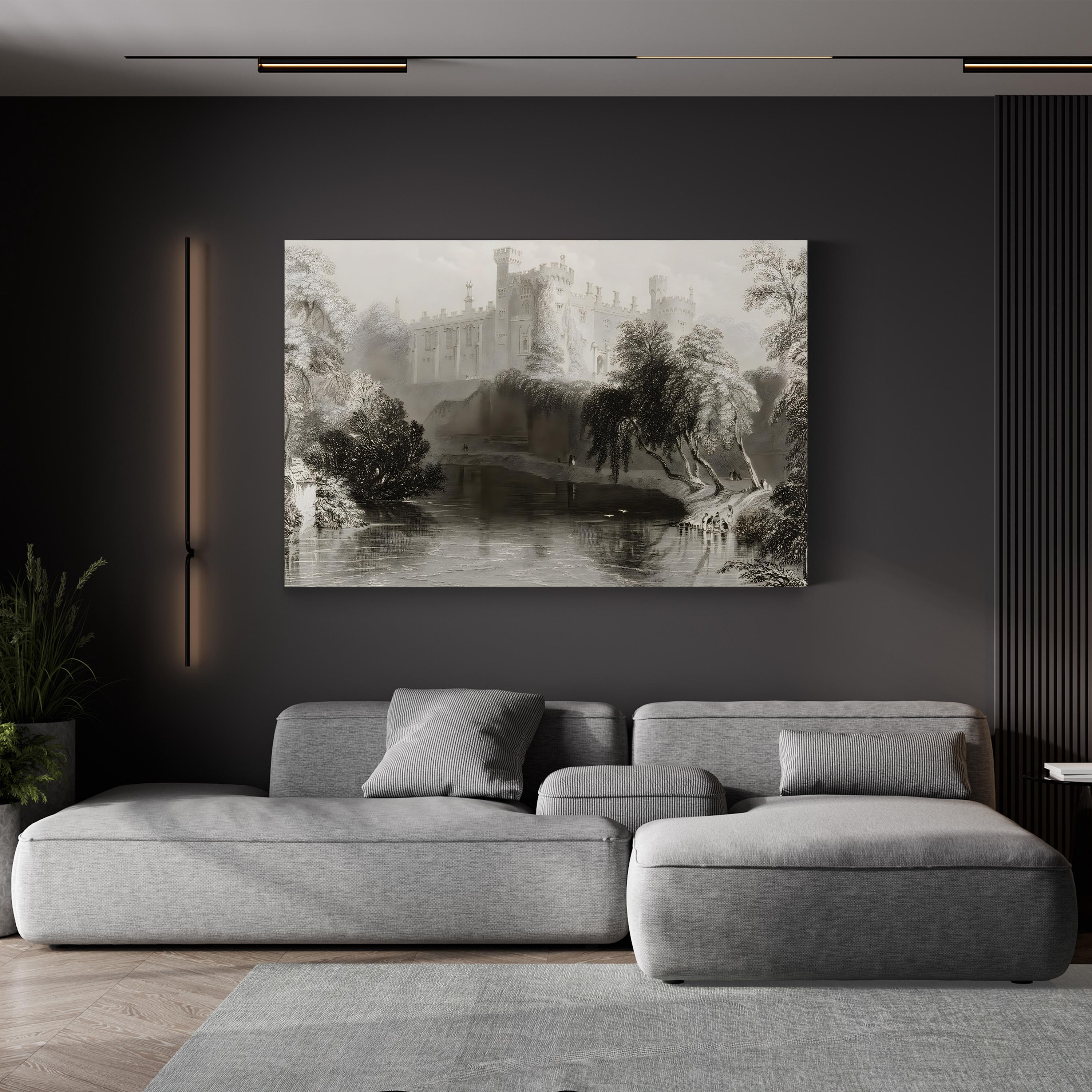 Kilkenny Castle Ireland – Vintage Photography Wall Art | Black & White Landscape Canvas Print