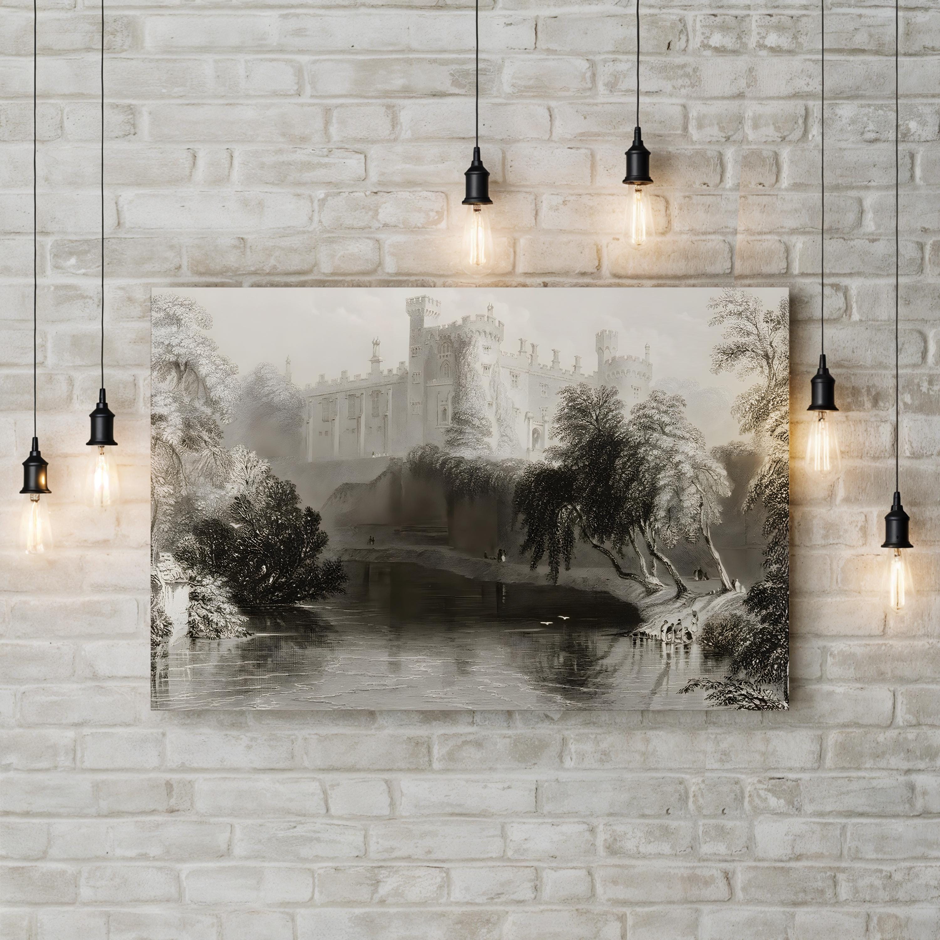 Kilkenny Castle Ireland – Vintage Photography Wall Art | Black & White Landscape Canvas Print