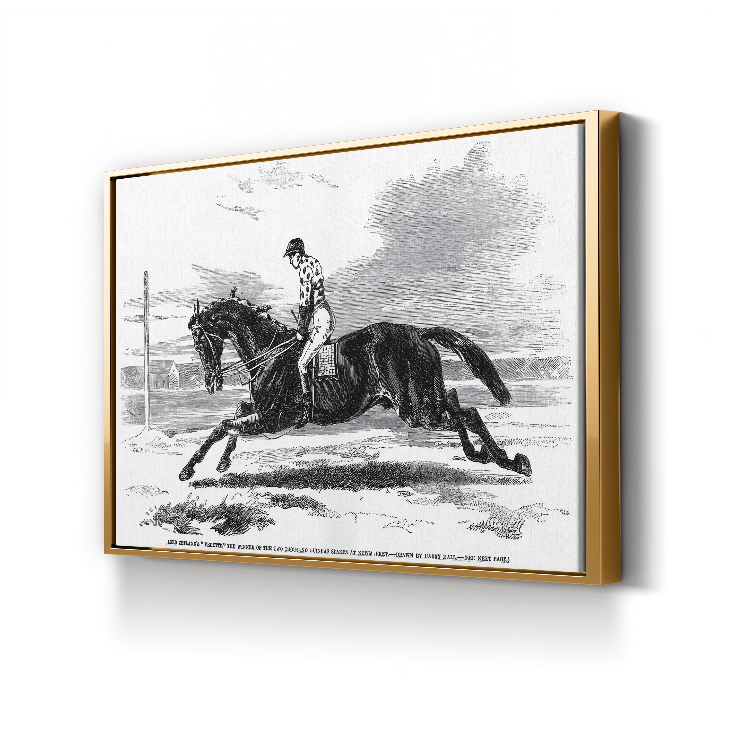 Race Horse, 1857 Wall Art — Lord Zetland’s Vedette Horse Racing Engraving