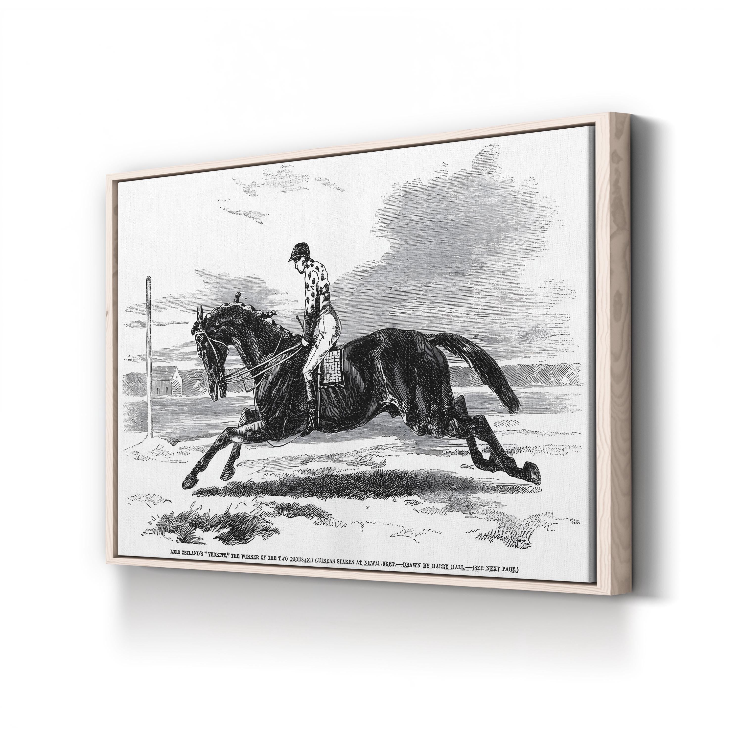 Race Horse, 1857 Wall Art — Lord Zetland’s Vedette Horse Racing Engraving