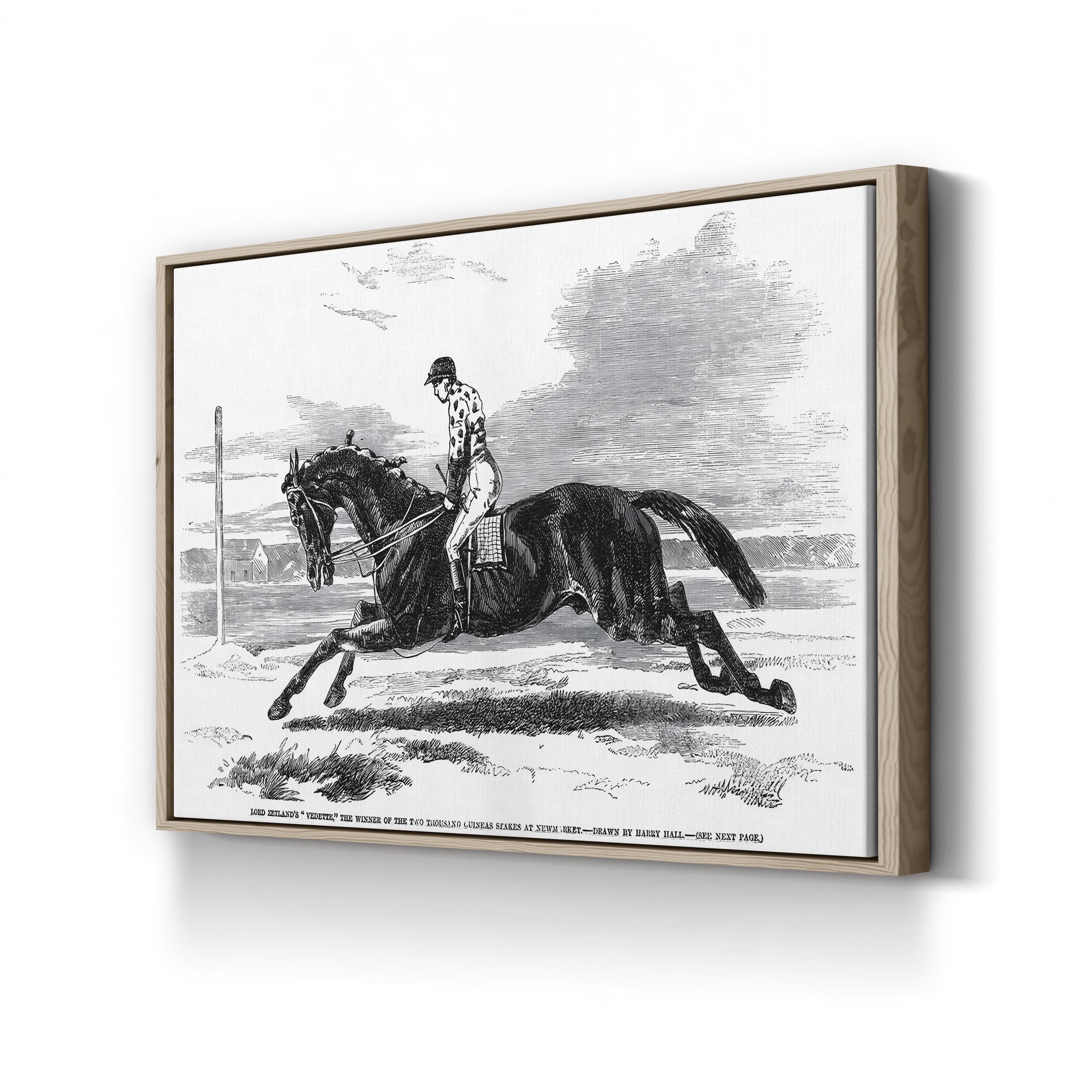Race Horse, 1857 Wall Art — Lord Zetland’s Vedette Horse Racing Engraving