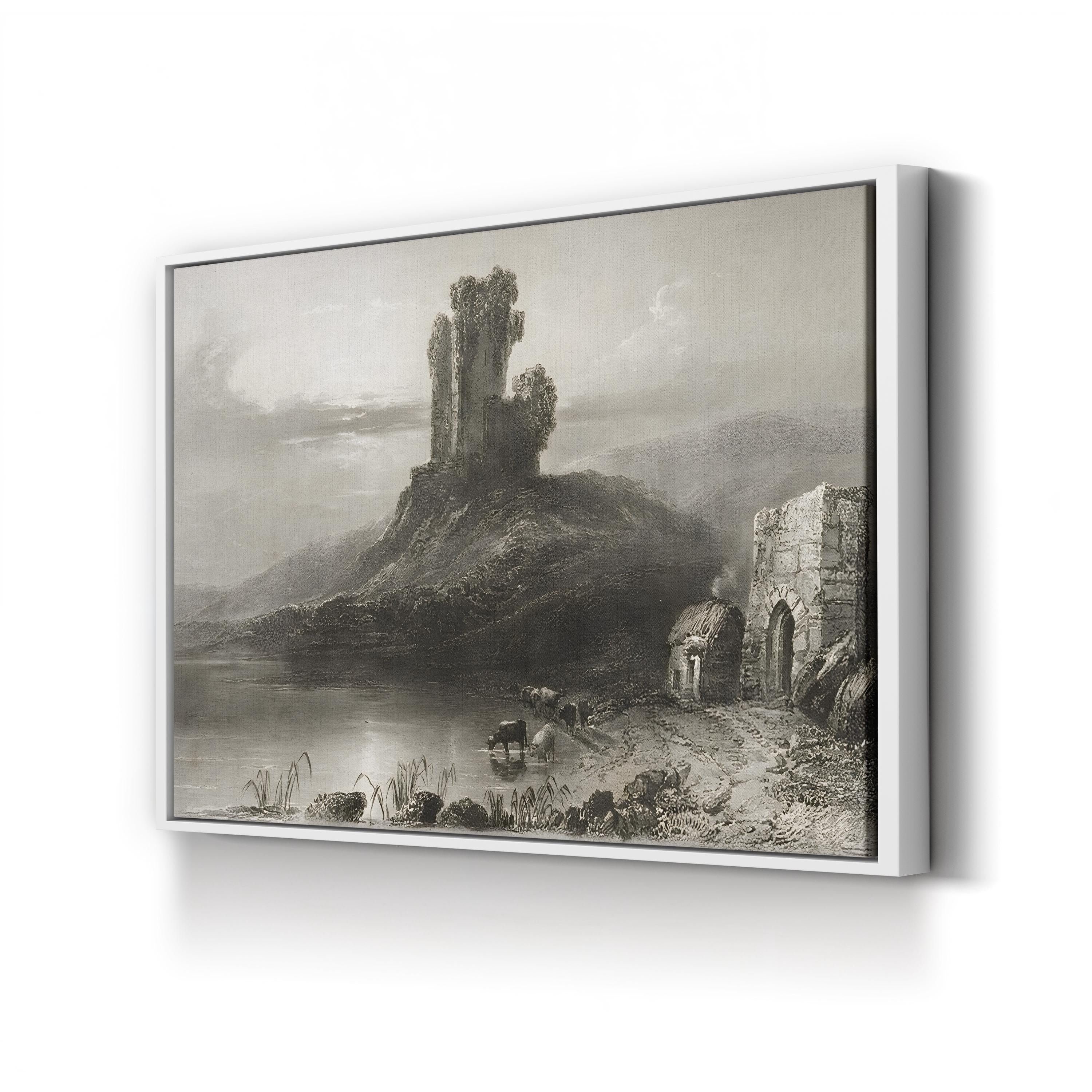 Kilcolman Castle Ruins, County Cork Ireland Wall Art — Vintage Irish Landscape Canvas Print