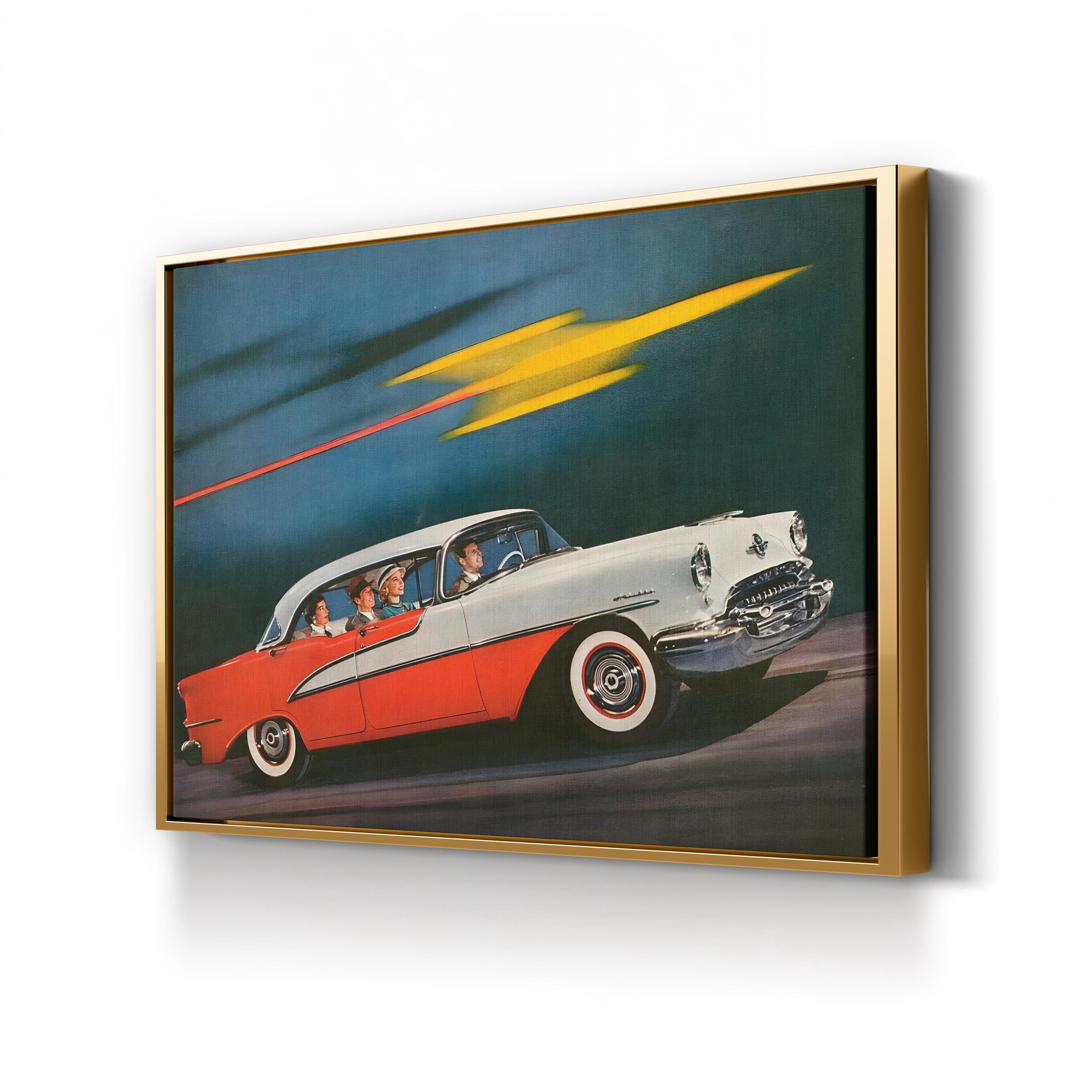 1950s Oldsmobile Red & White Ad – Period Advertisement Wall Art | Atomic Age Automotive Canvas Print