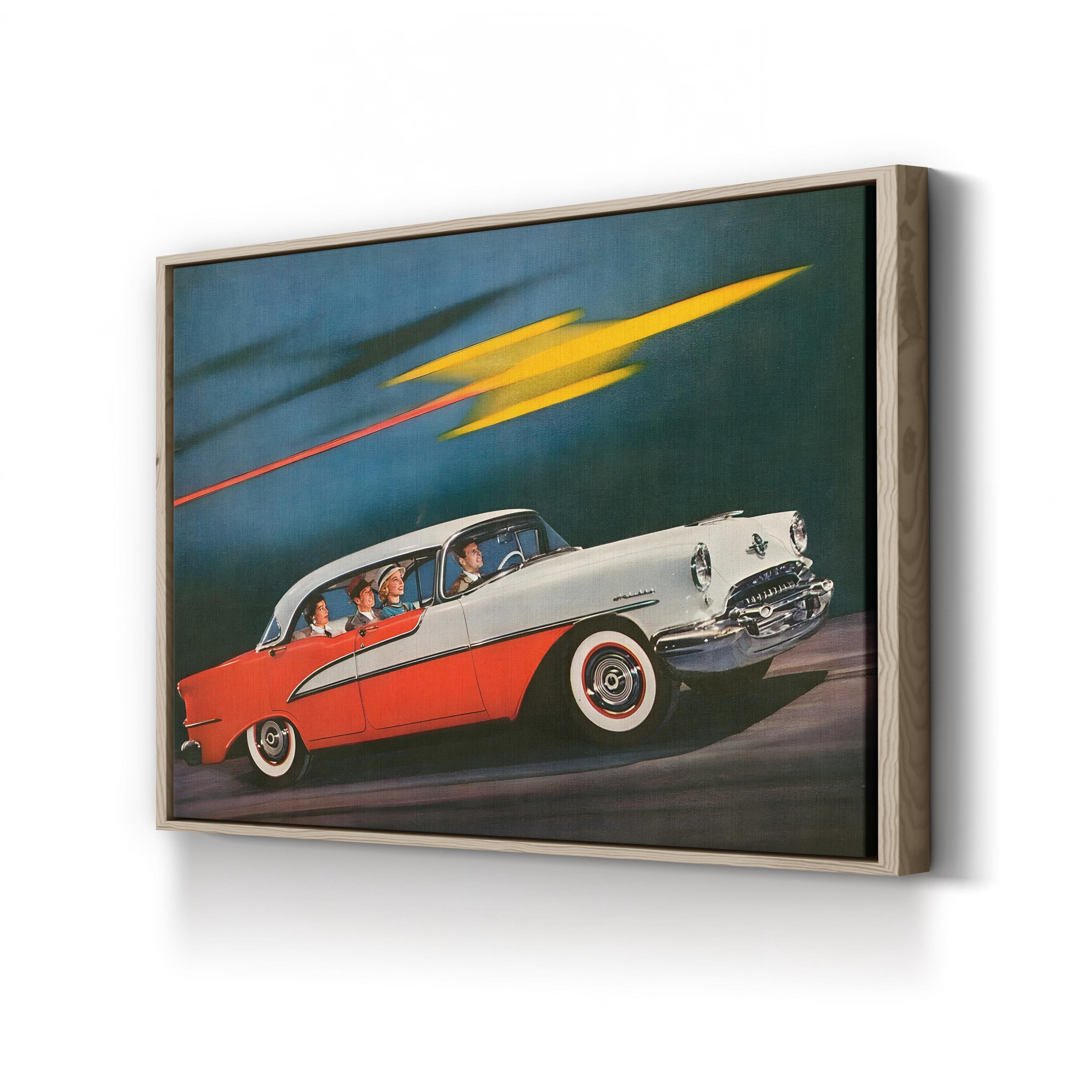 1950s Oldsmobile Red & White Ad – Period Advertisement Wall Art | Atomic Age Automotive Canvas Print
