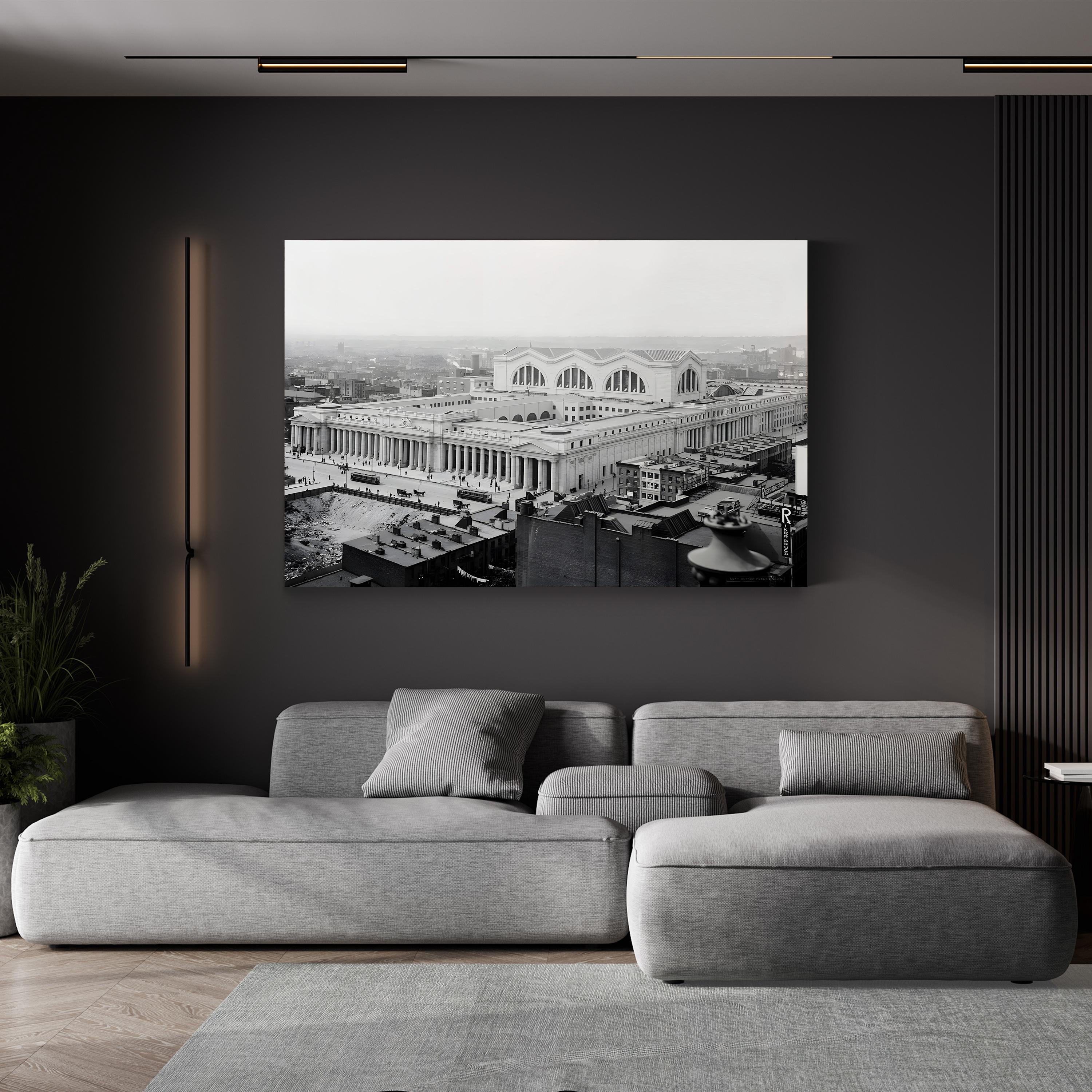 Penn Station, New York City, 1915 Wall Art – Vintage Aerial Black and White Photograph