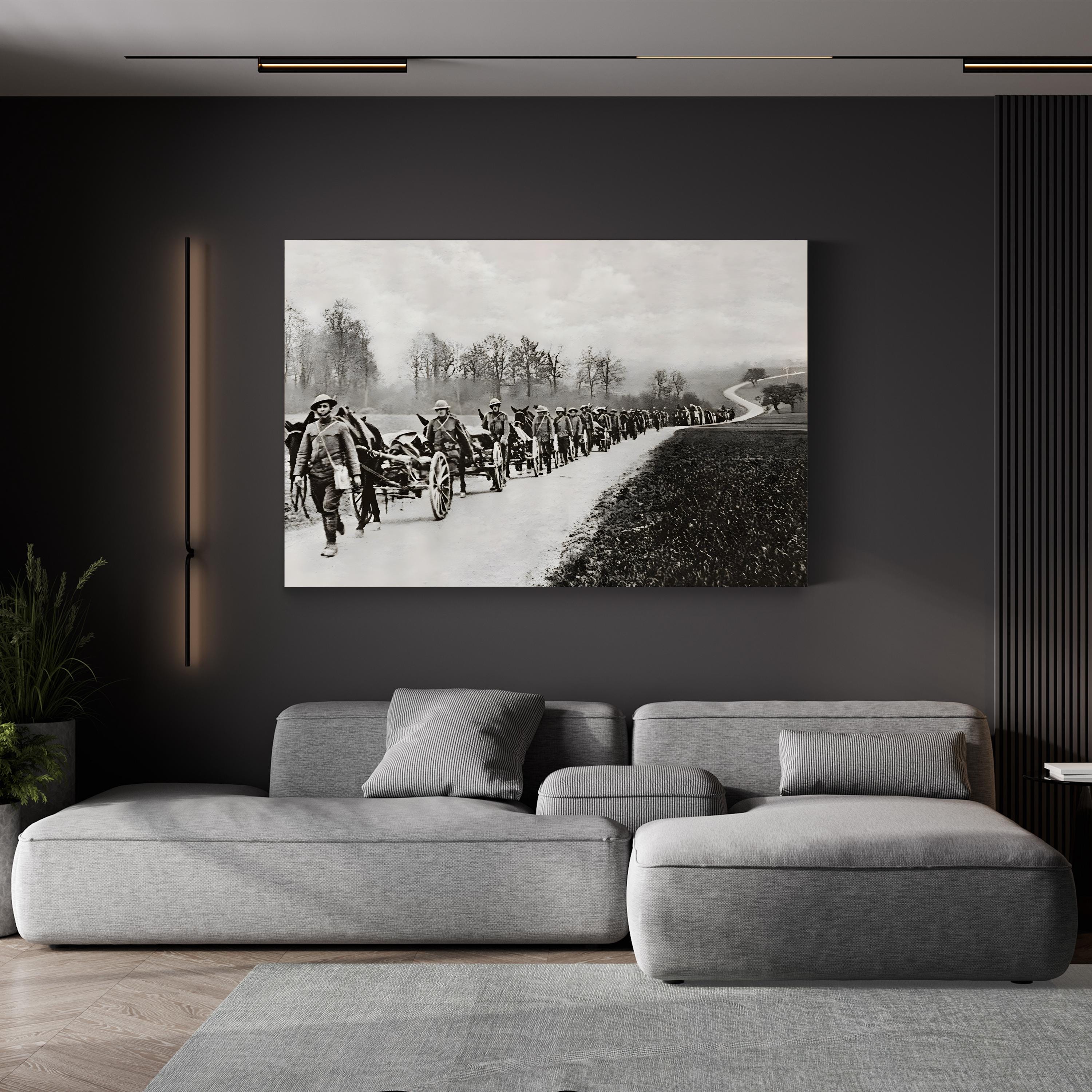 An American Machine-Gun Section on a Road in Flanders, 1917 Wall Art