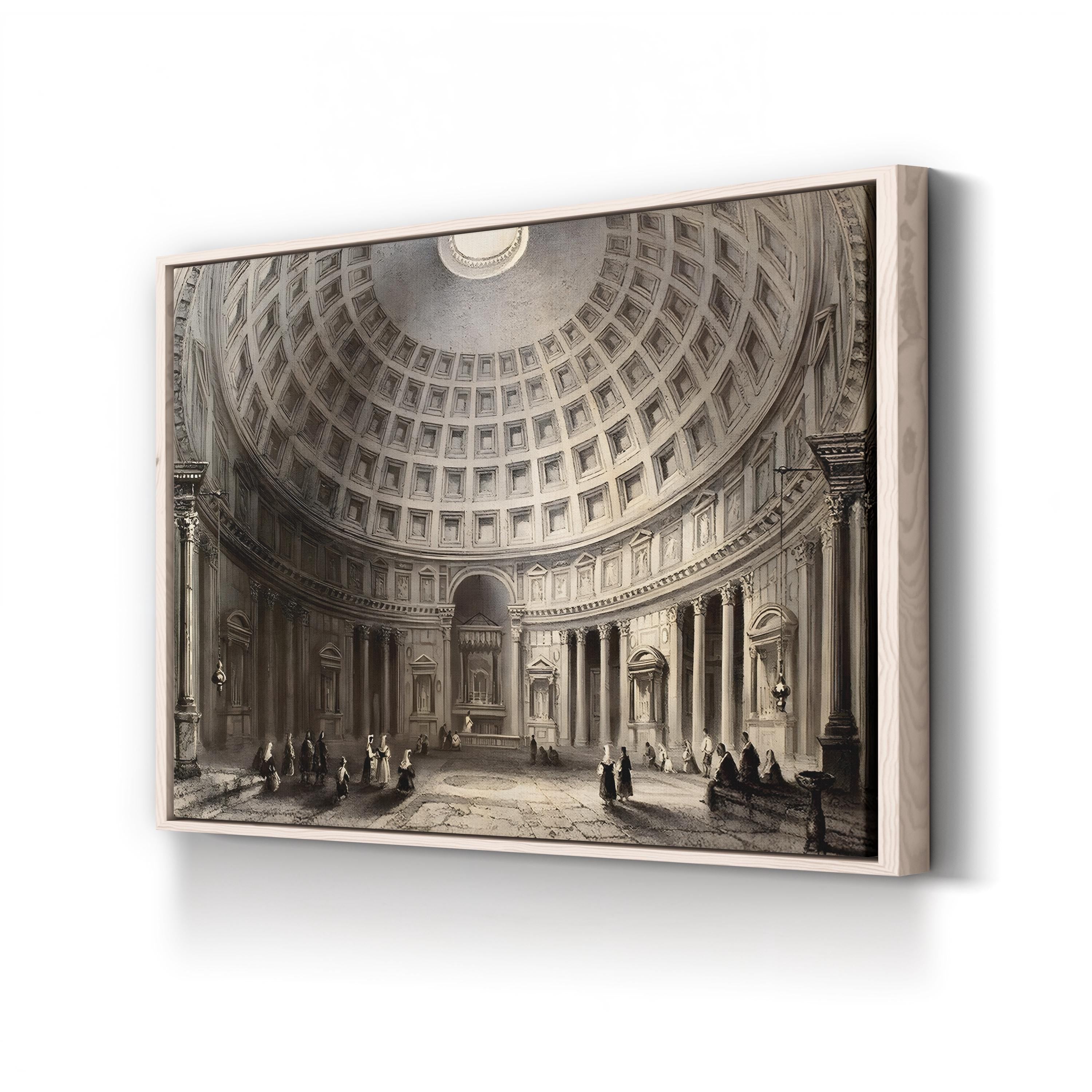 Pantheon Rome Print | Pantheon Interior, Rome, Italy Antique Architectural Illustration on Canvas