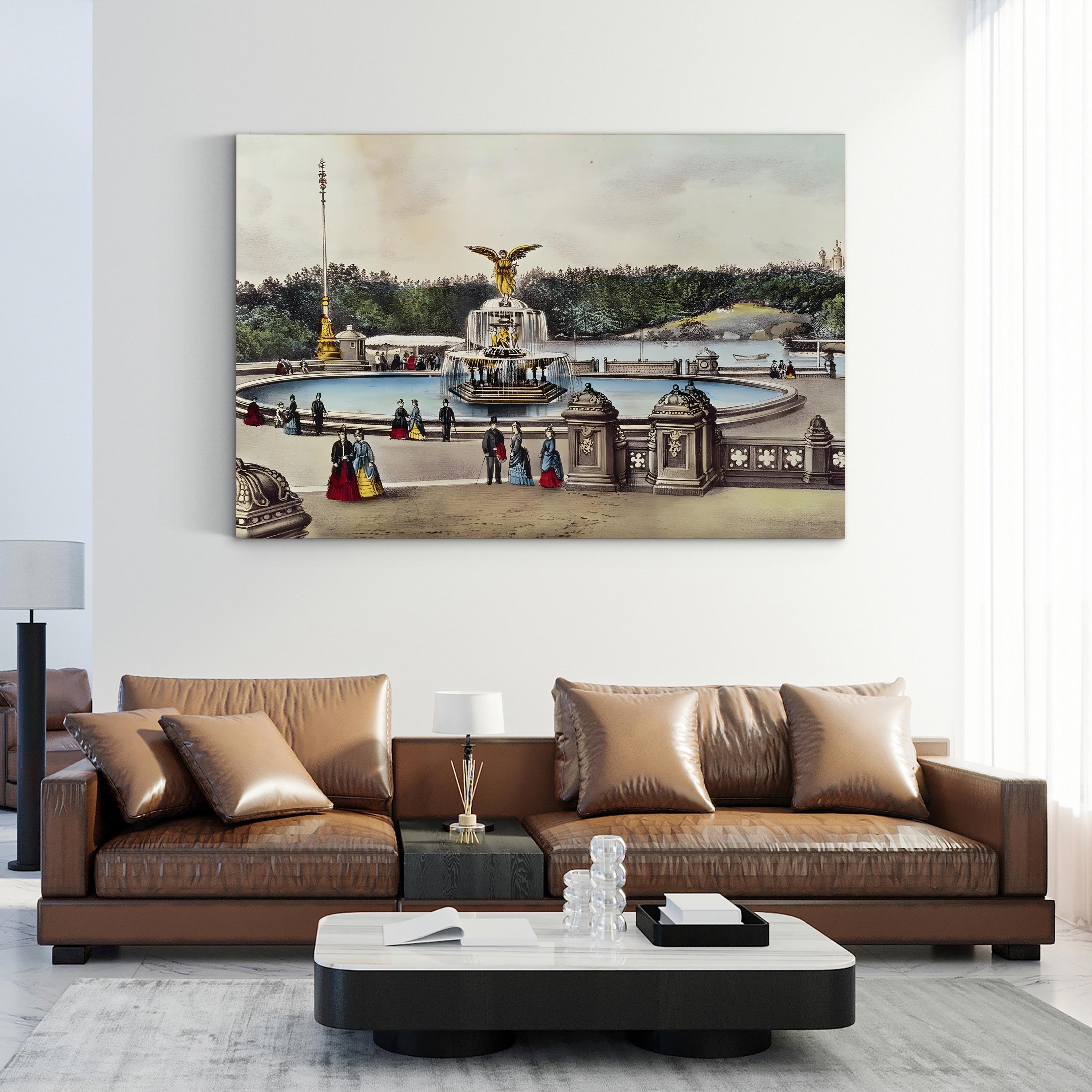 Bethesda Fountain, Central Park, New York Wall Art by the American School Print