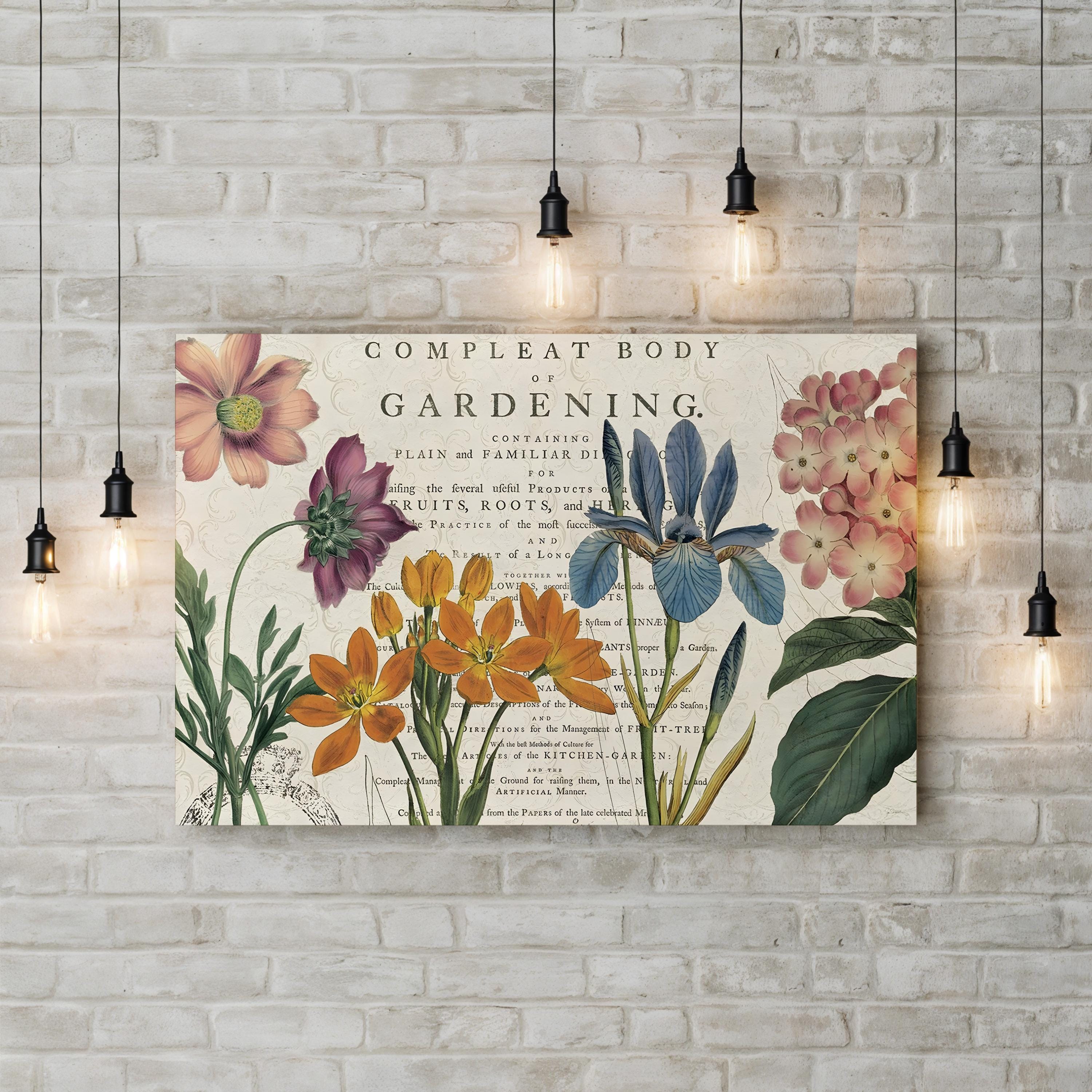 Vintage Botanical Canvas Print: Flowers & Gardening Guide