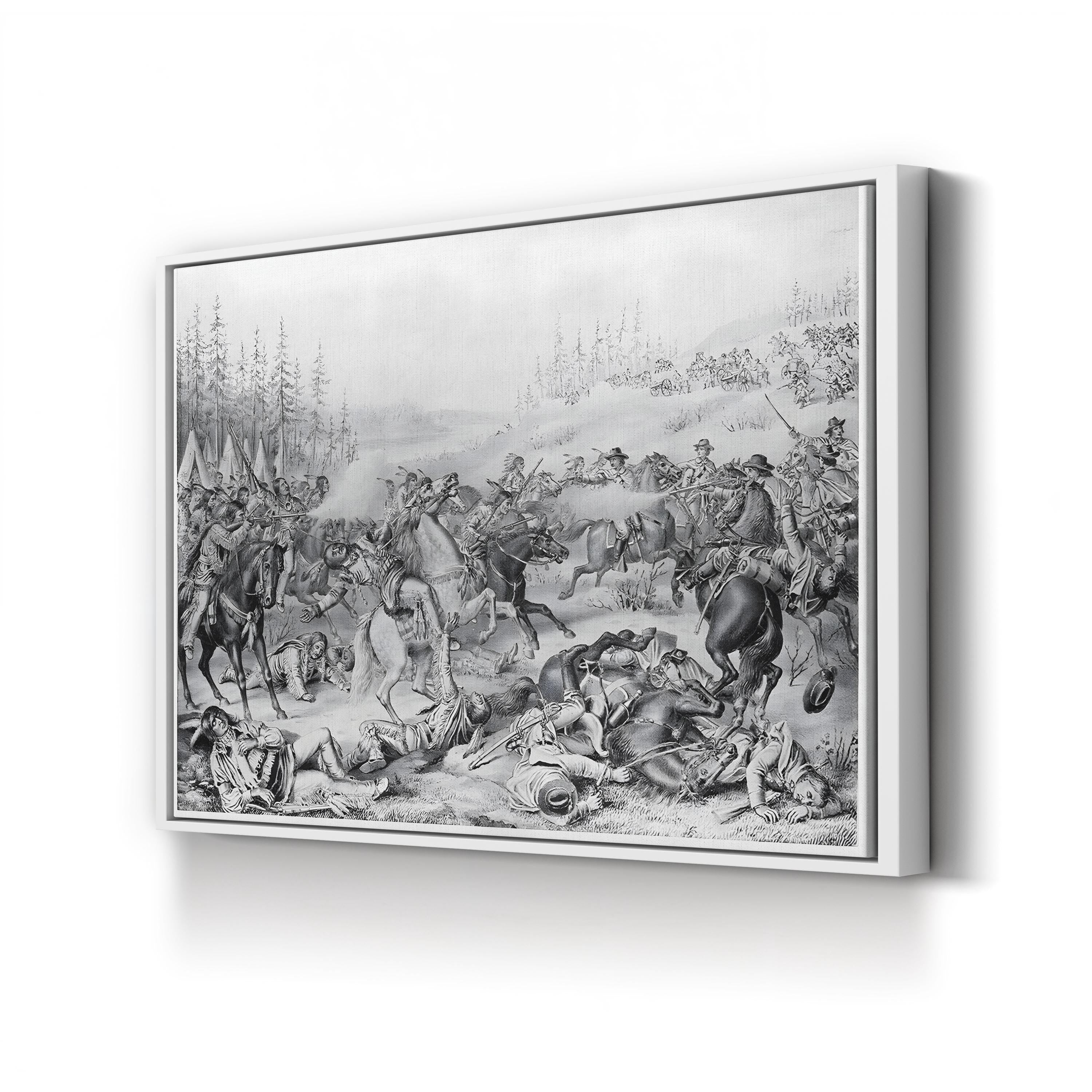 Capture and Death of Sitting Bull Lithograph Canvas Print – Native American History Wall Art
