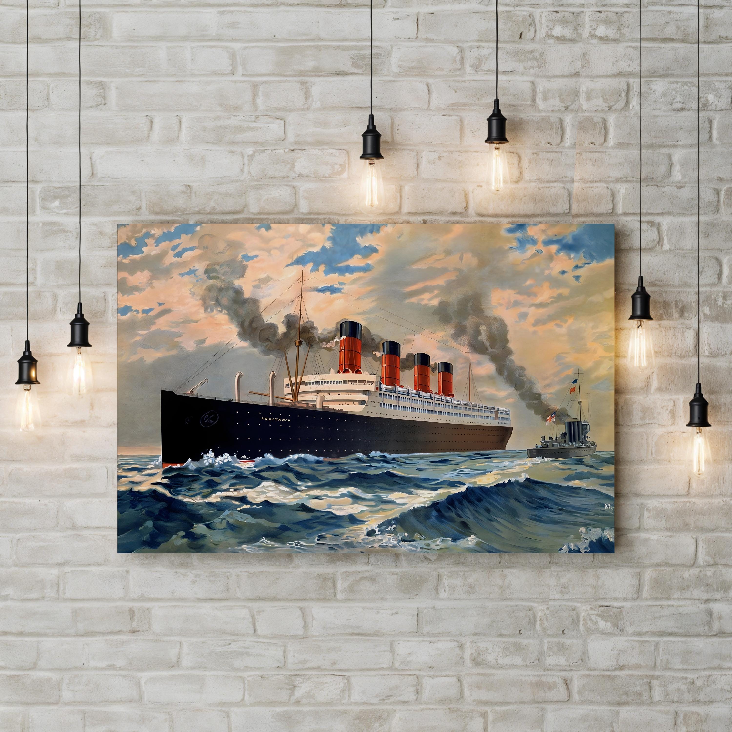 Aquitania Ocean Liner Poster – Period Advertisement Wall Art | Vintage Nautical Canvas Print