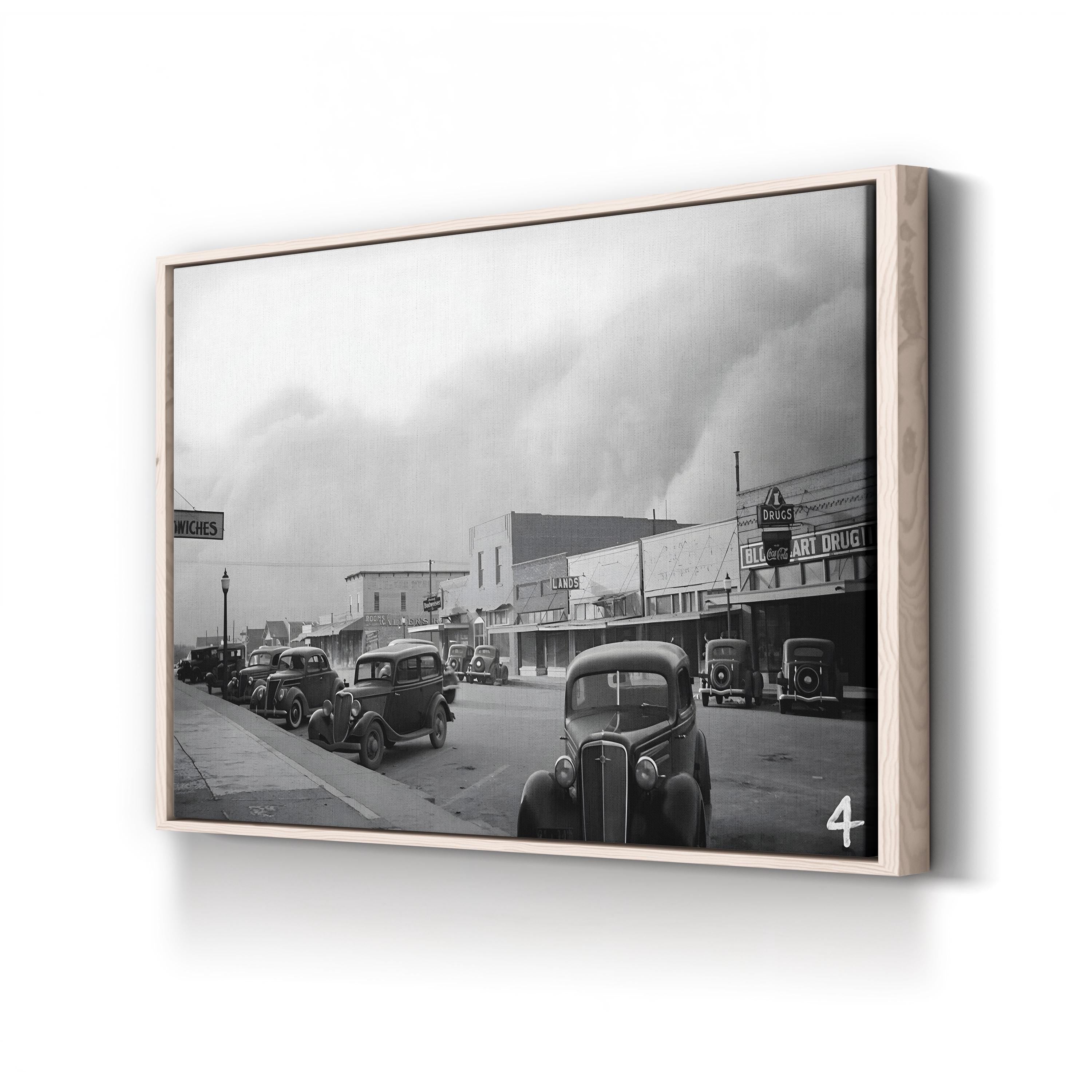 Dust Storm in Elkhart, Kansas, 1937 Wall Art – Vintage American Documentary Photography Canvas Print