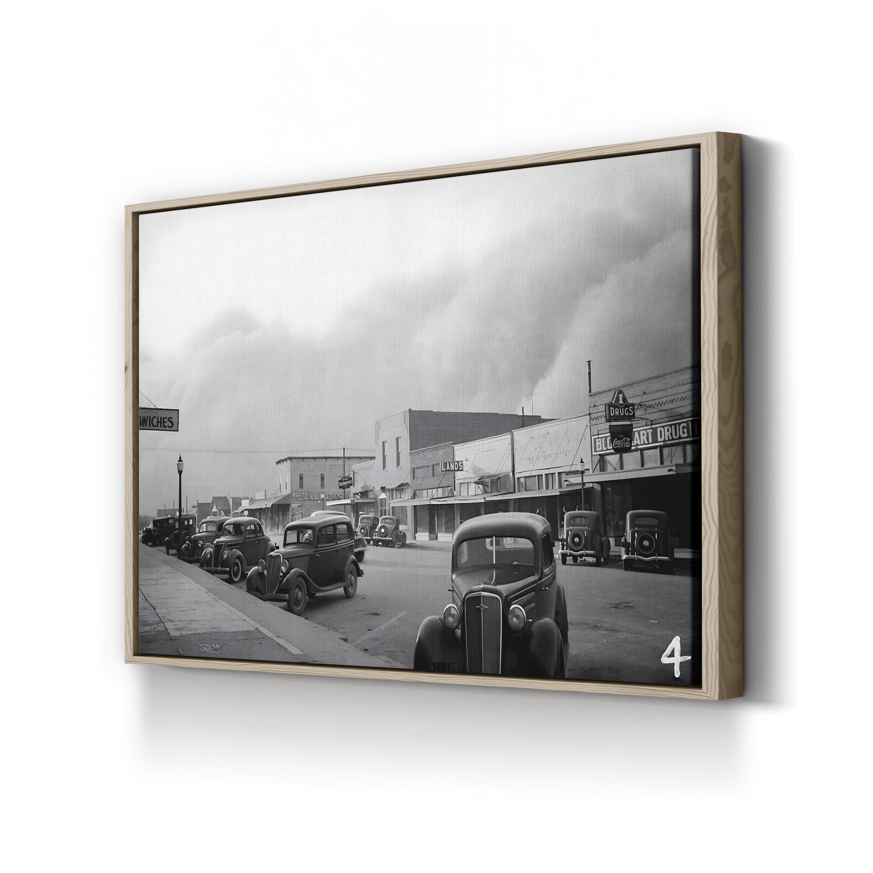 Dust Storm in Elkhart, Kansas, 1937 Wall Art – Vintage American Documentary Photography Canvas Print