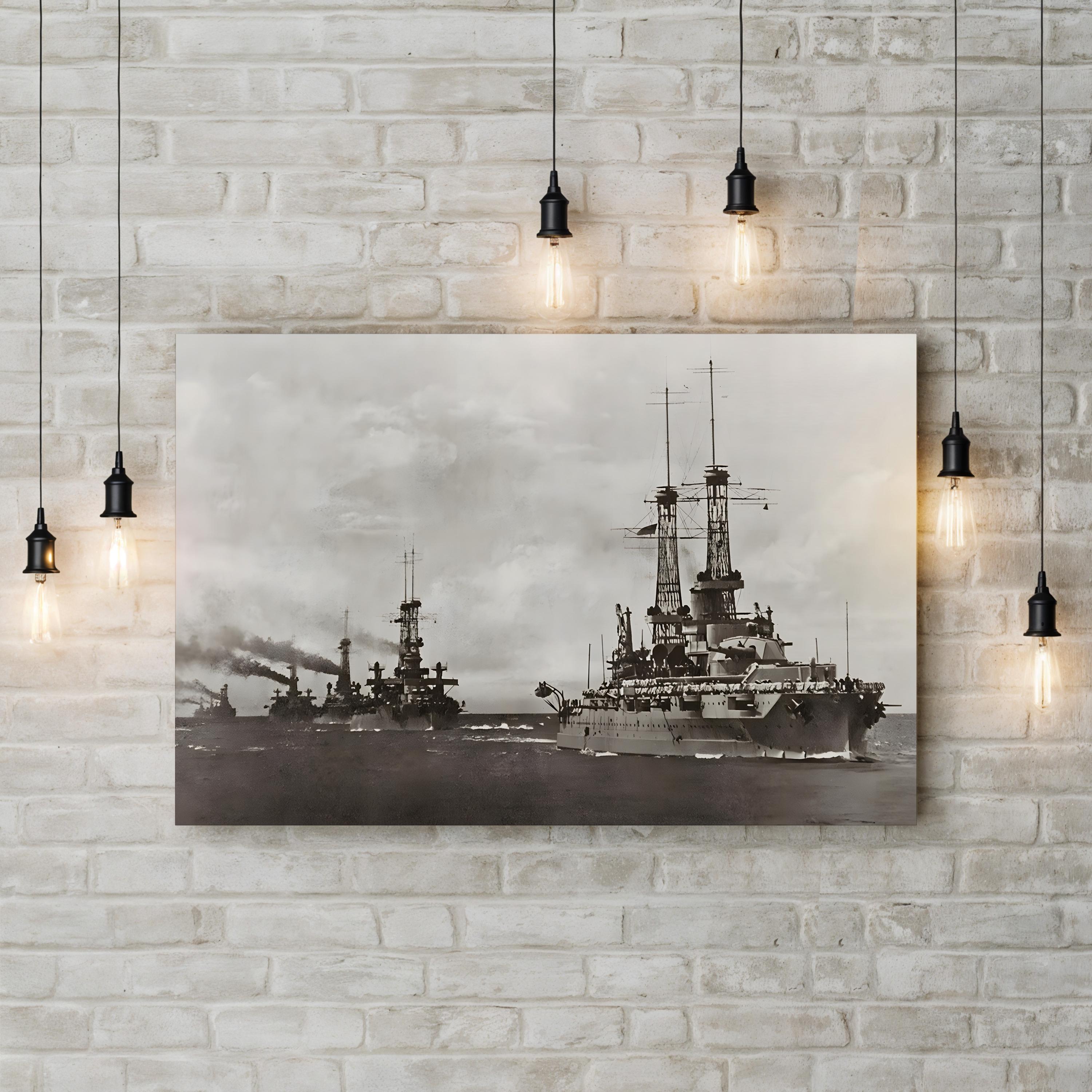 US Navy Dreadnought Fleet, 1917 – Vintage Photography Wall Art | WWI Military Canvas Print