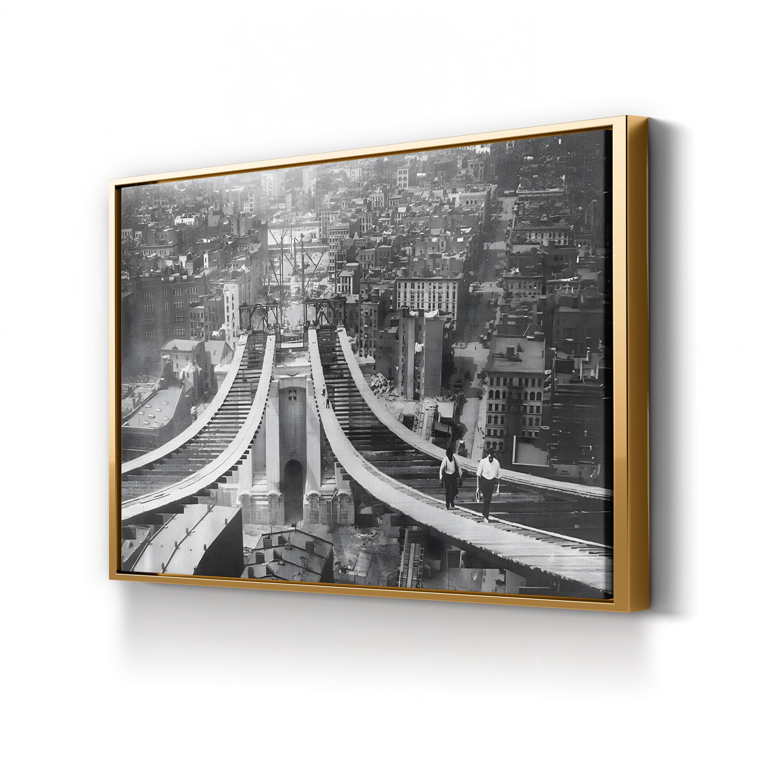 Footpaths of the Manhattan Bridge During Construction, New York, 1910 Wall Art